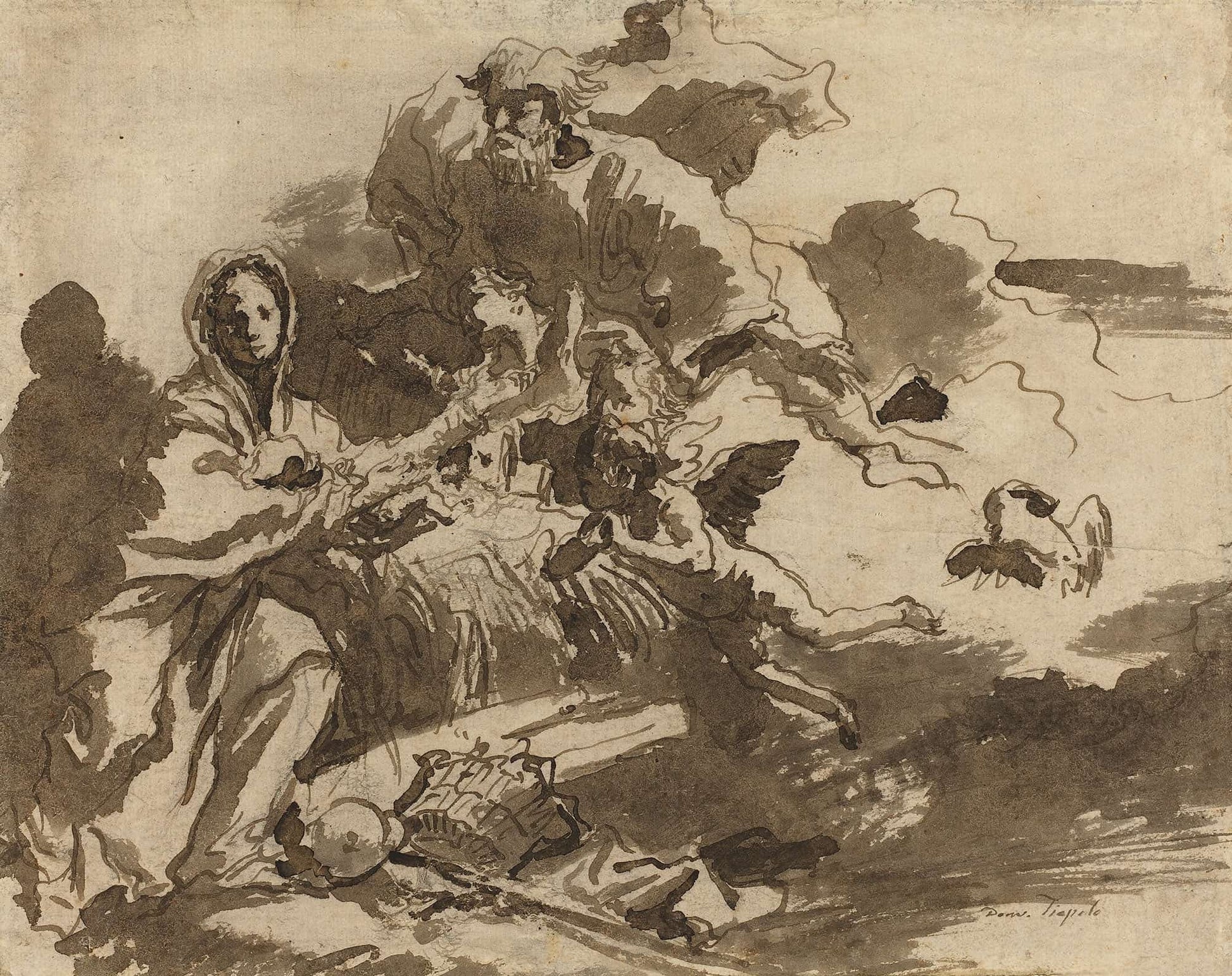 God The Father And Angels Adoring The Madonna And Child Recto by Giovanni Domenico Tiepolo