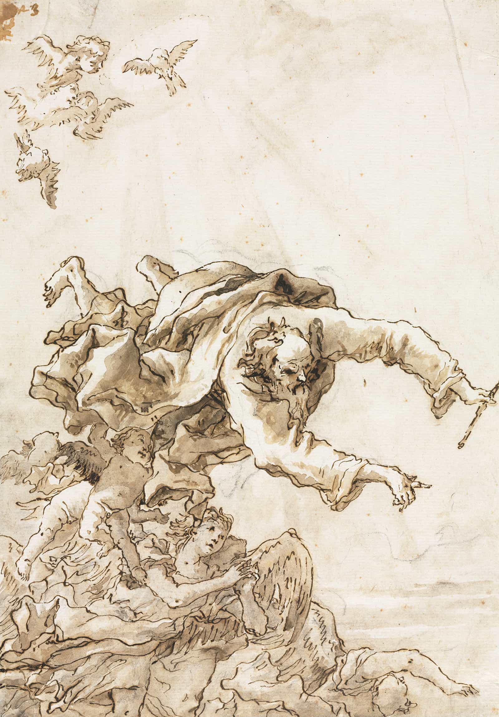 God The Father With Angels And Cherubs Or After by Giovanni Domenico Tiepolo