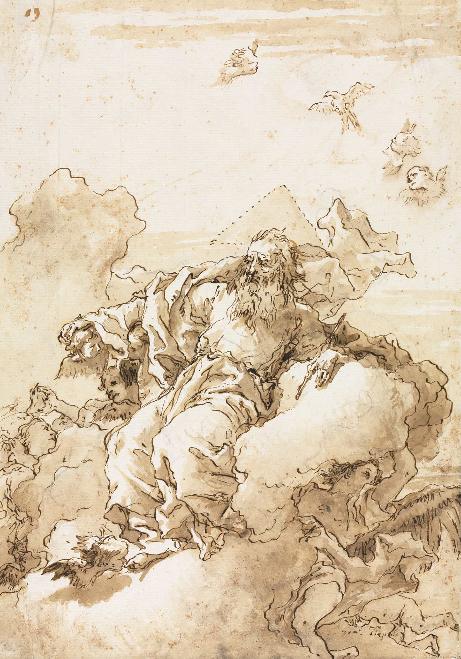 God The Father With Symbol Of The Trinity Or After by Giovanni Domenico Tiepolo