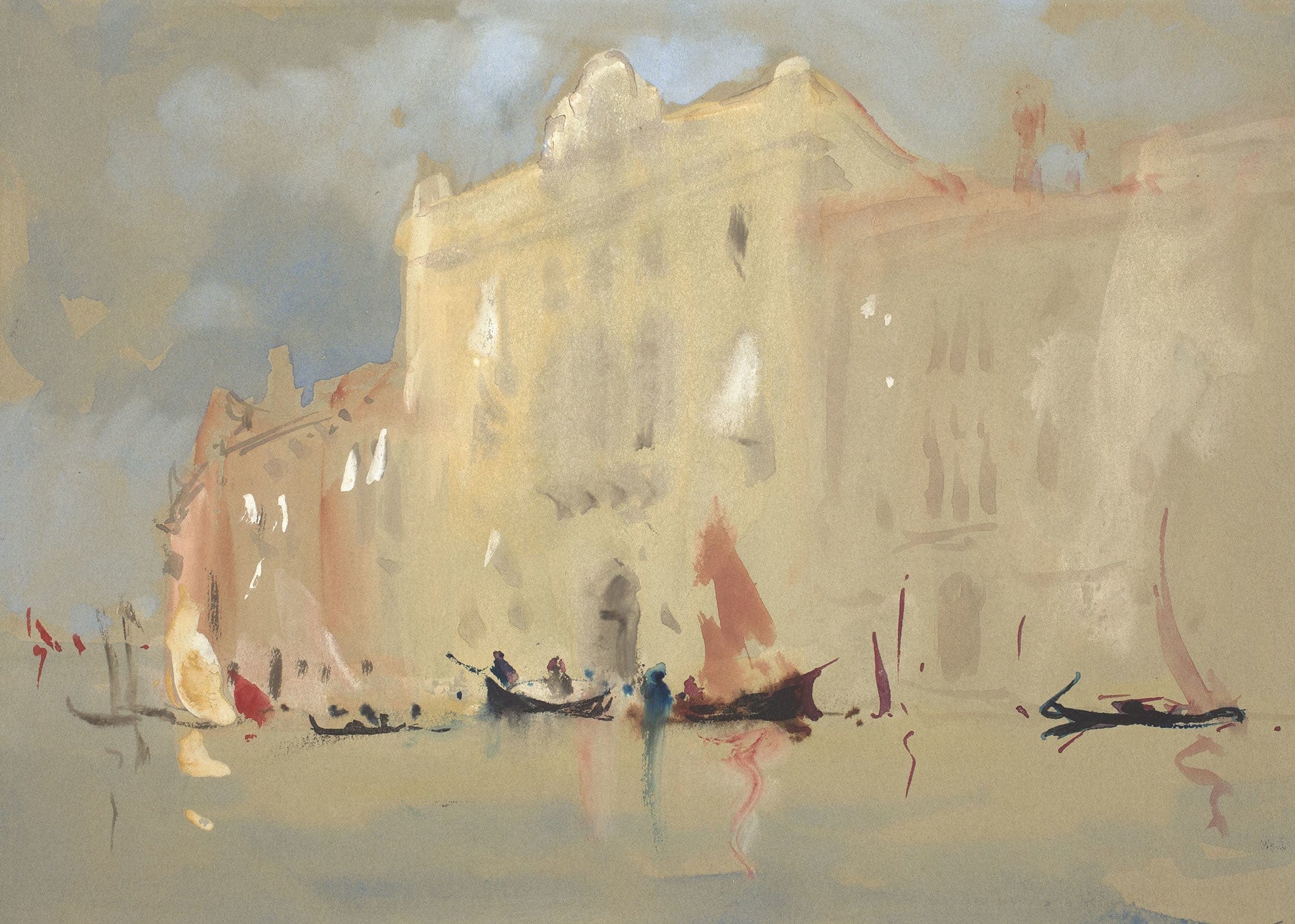 Gondolas Before A Palace On The Grand Canal In Venice by Hercules Brabazon Brabazon