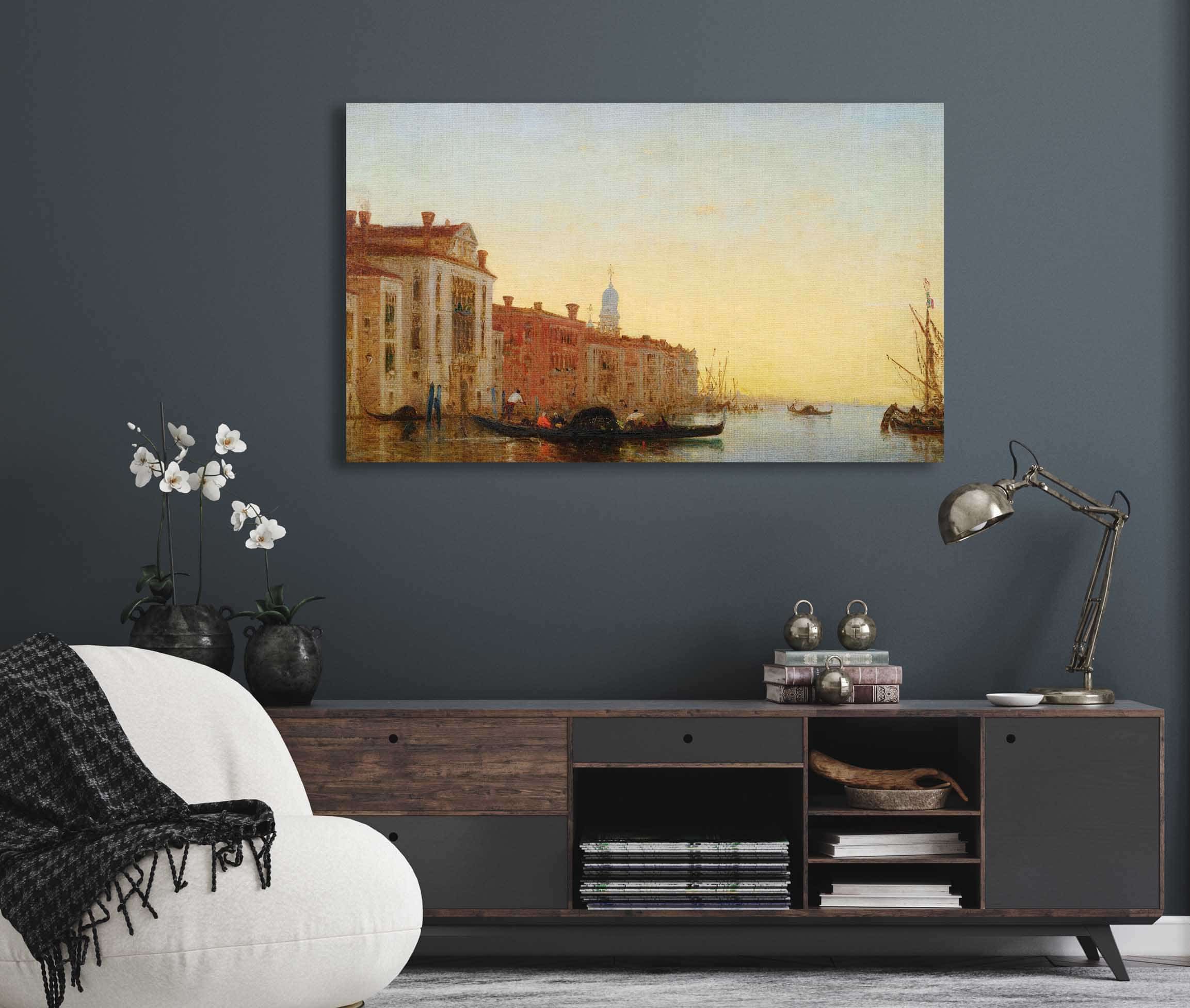 Gondole Traversant Lentree Du Grand Canal by Felix Ziem