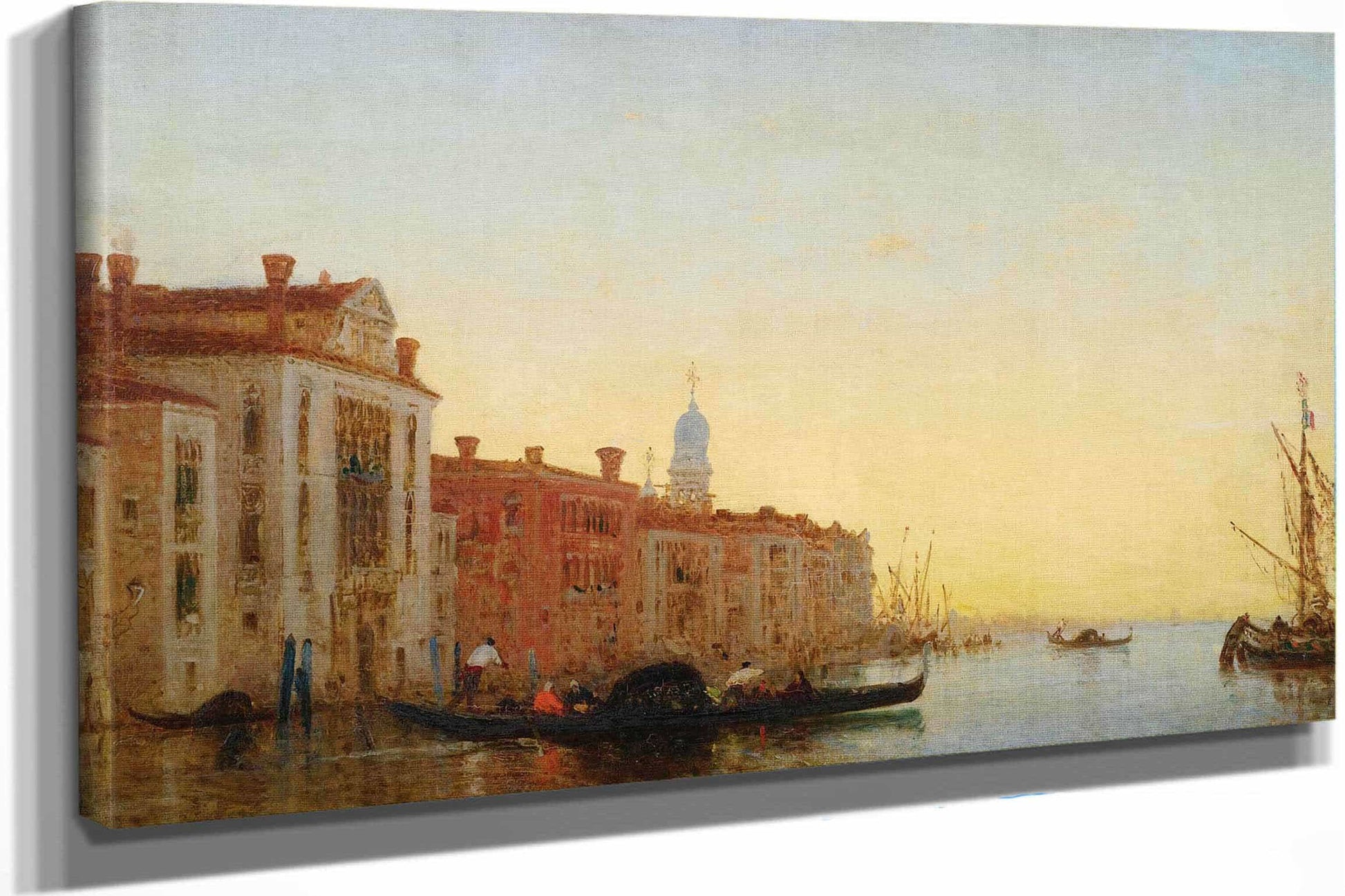 Gondole Traversant Lentree Du Grand Canal by Felix Ziem