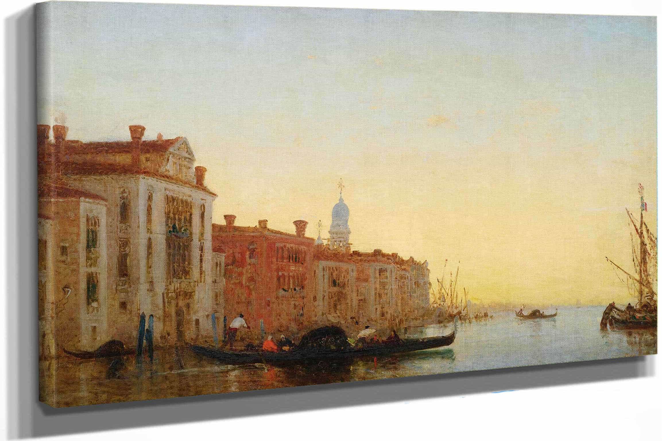 Gondole Traversant Lentree Du Grand Canal by Felix Ziem