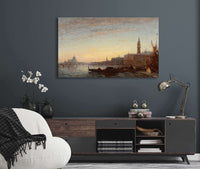 Gondoliers At Esclavons Quay Venice by Felix Ziem