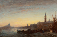 Gondoliers At Esclavons Quay Venice by Felix Ziem
