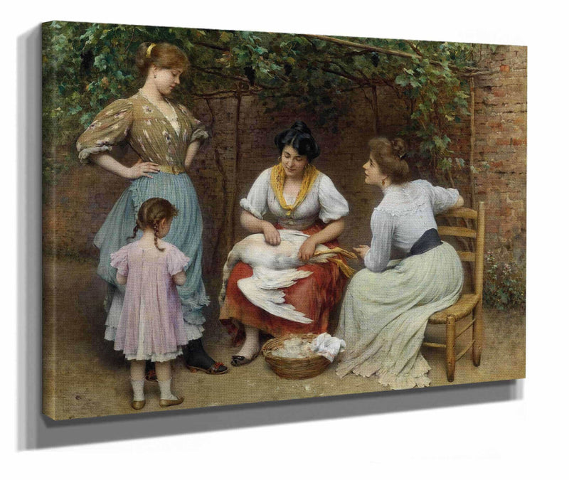 Goose Plucking by Eugen Von Blaas