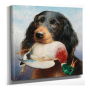Gordon Setter With Mallard Duck by Carl Reichert