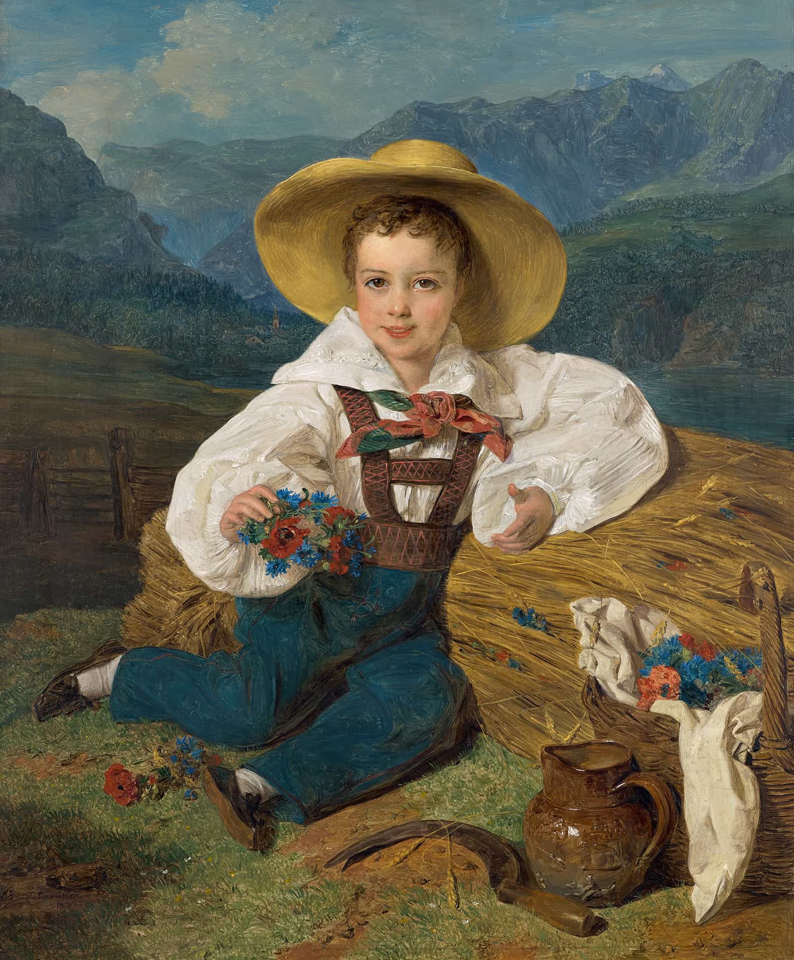 Graf Demetrius Apraxin Als Kind Vor Einer Berglandschaft by Ferdinand Georg Waldmuller