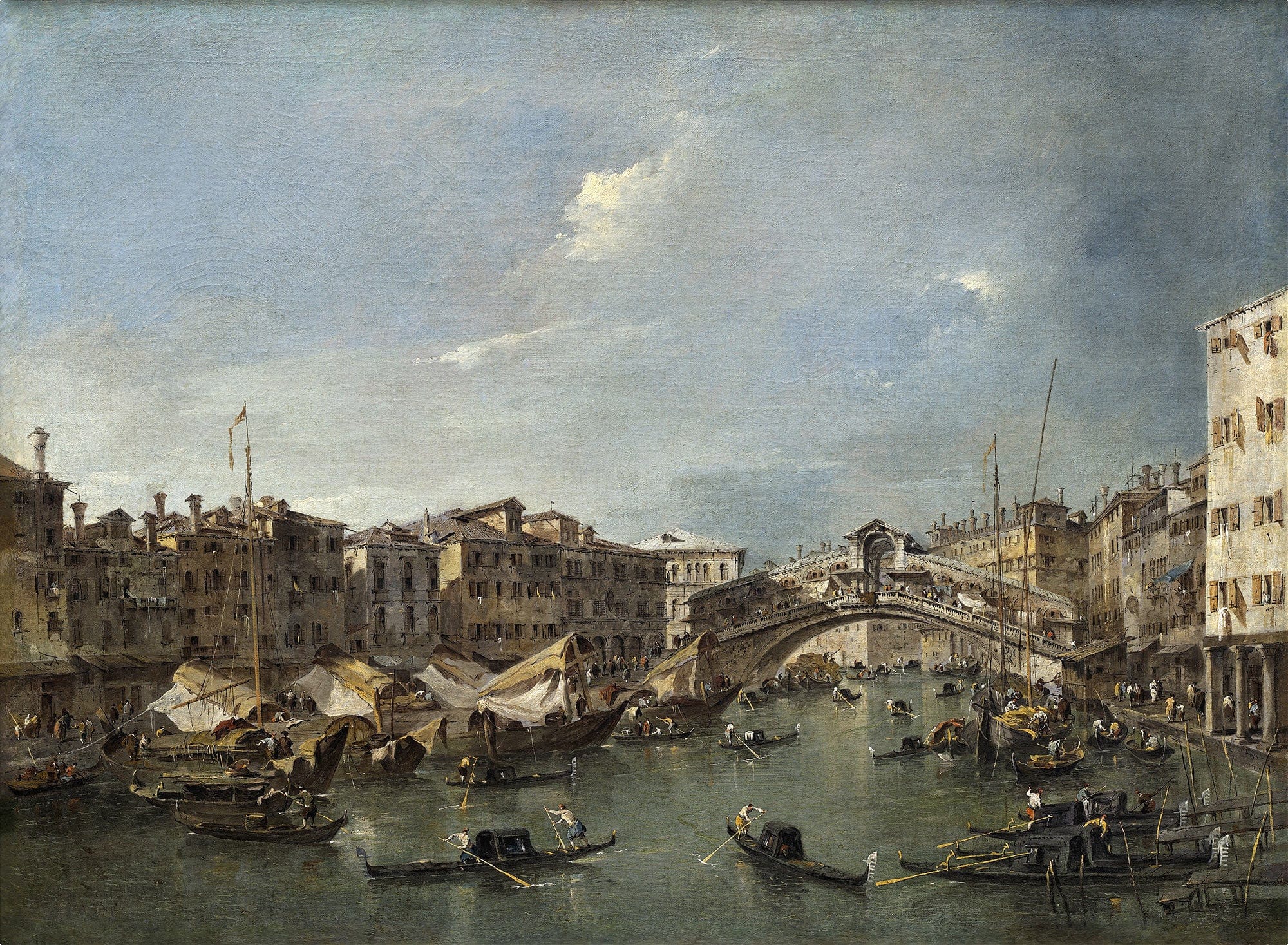 Grand Canal With The Rialto Bridgevenice Probably C by Francesco Guardi
