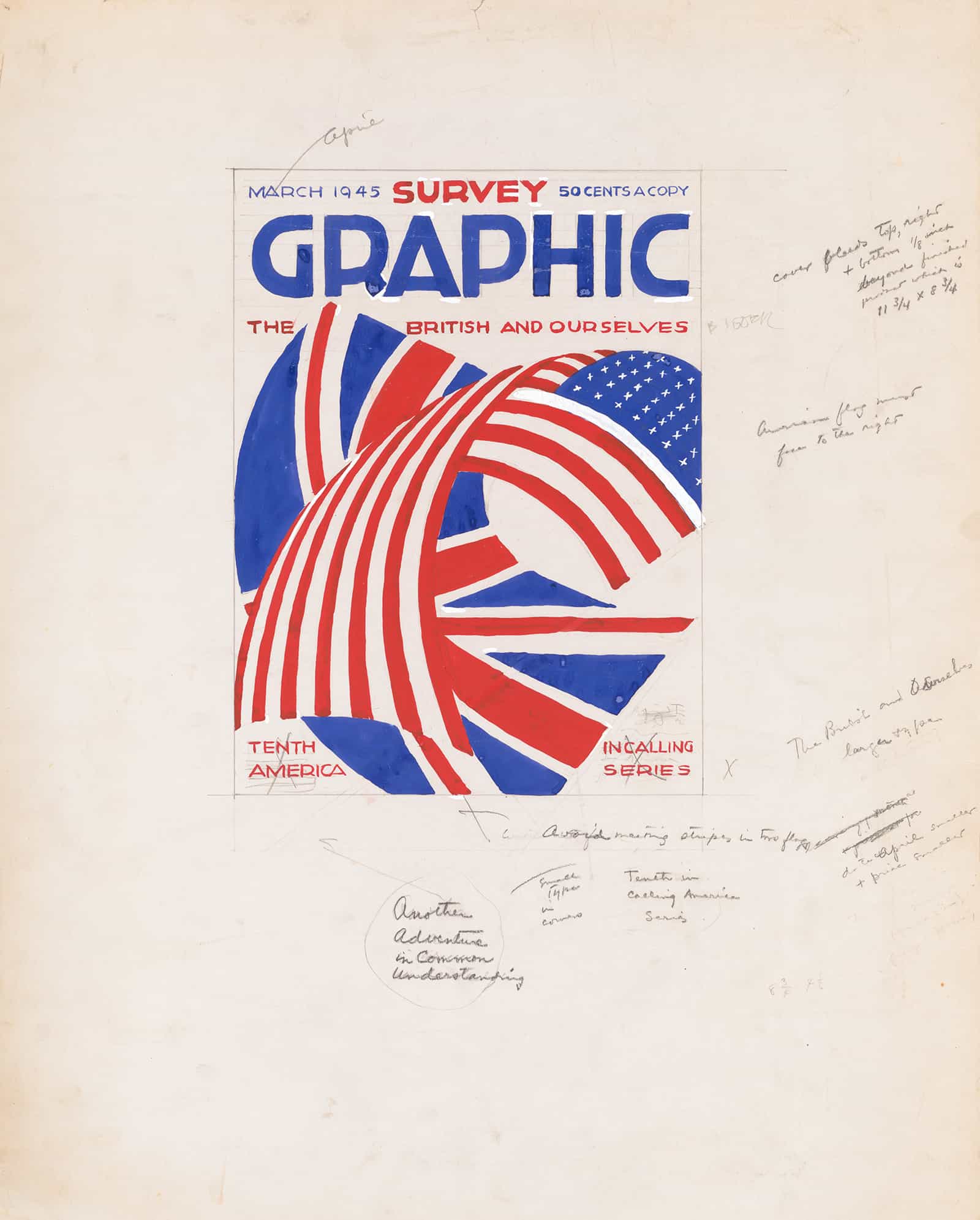 Graphic Design For Cover Of Survey Graphic Magazine The British And Ourselves by Winold Reiss