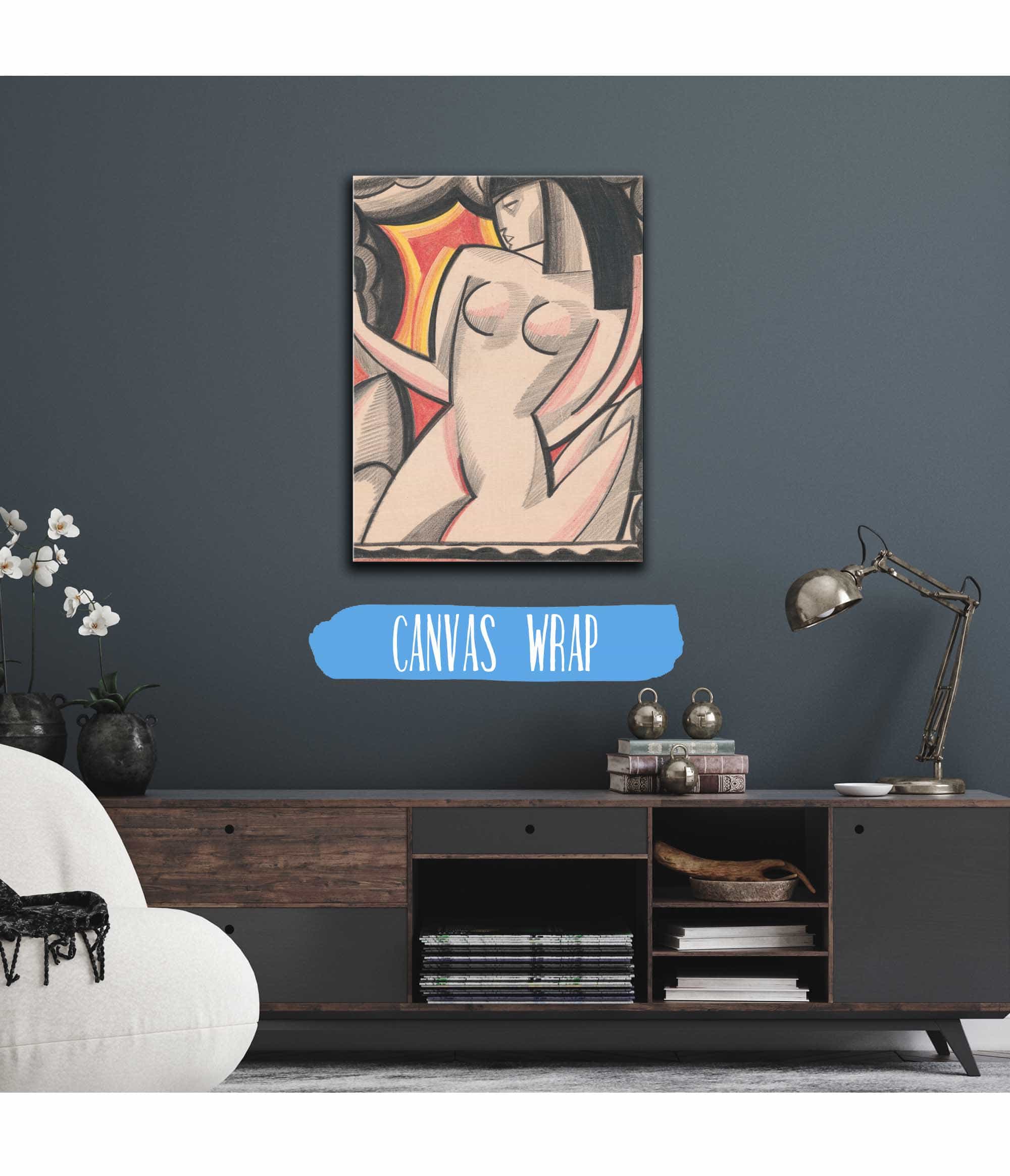 Graphic Design Of Nude Female Cubist Composition Drawing by Winold Reiss