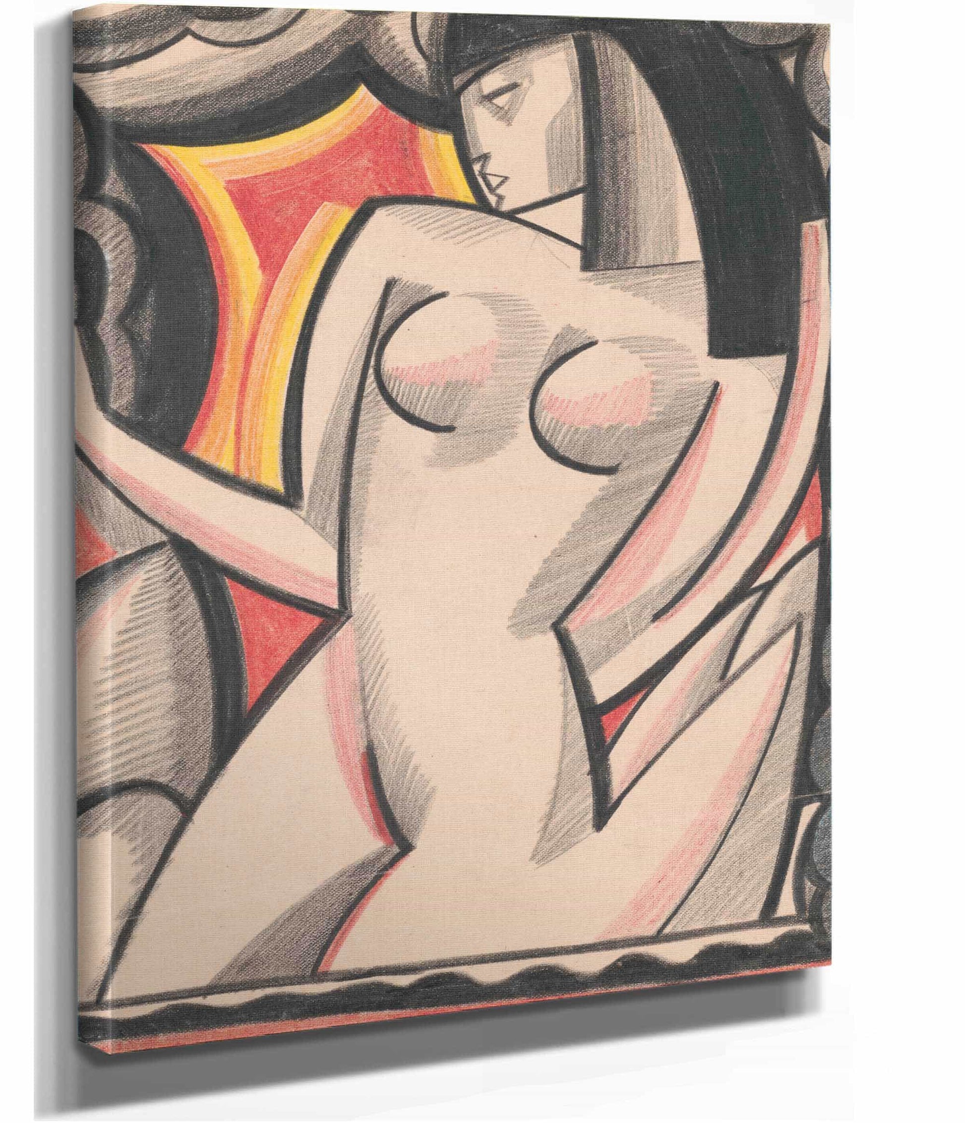 Graphic Design Of Nude Female Cubist Composition Drawing by Winold Reiss