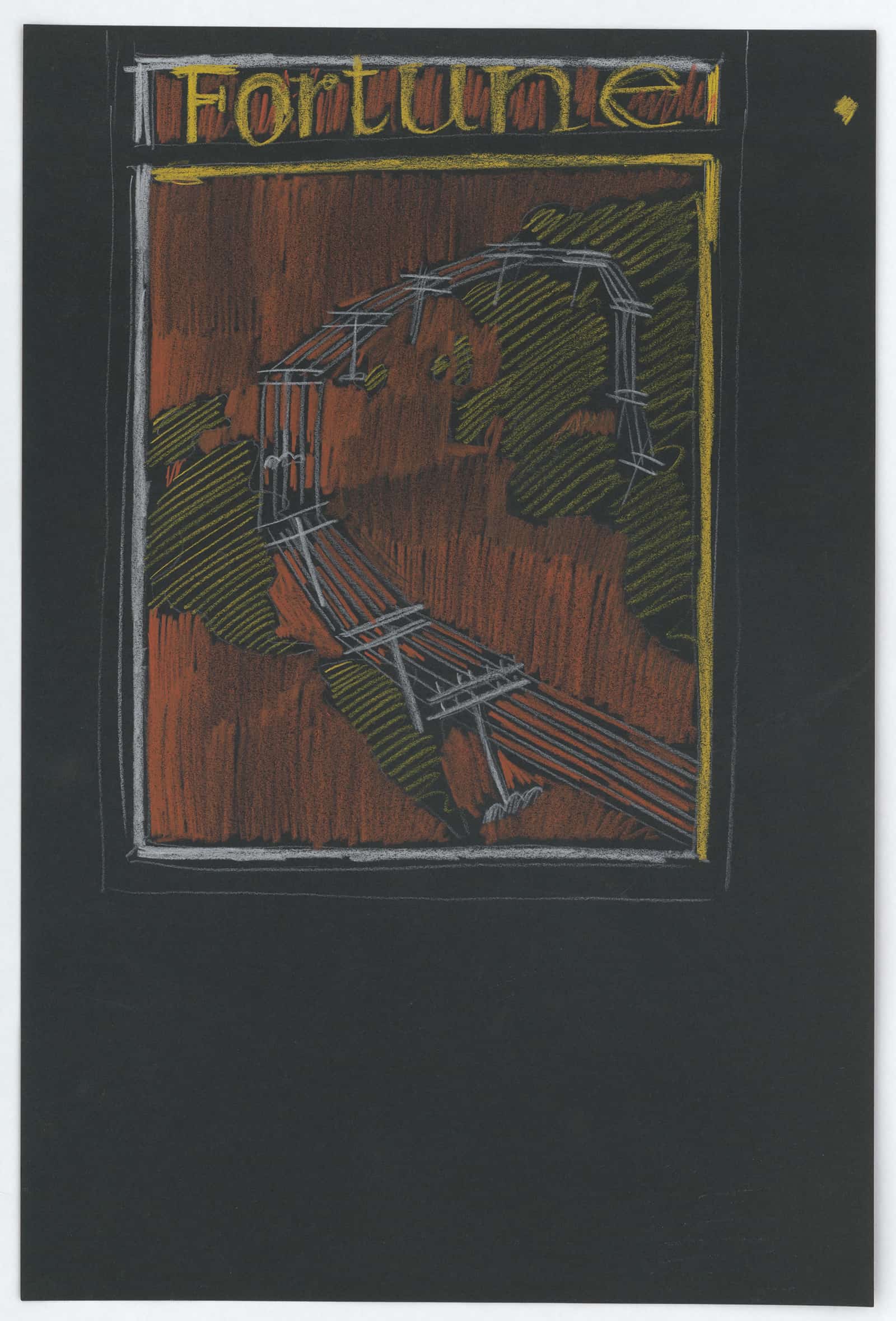 Graphic Designs For Fortune Magazine Studies For Cover Drawn On Black Paper by Winold Reiss