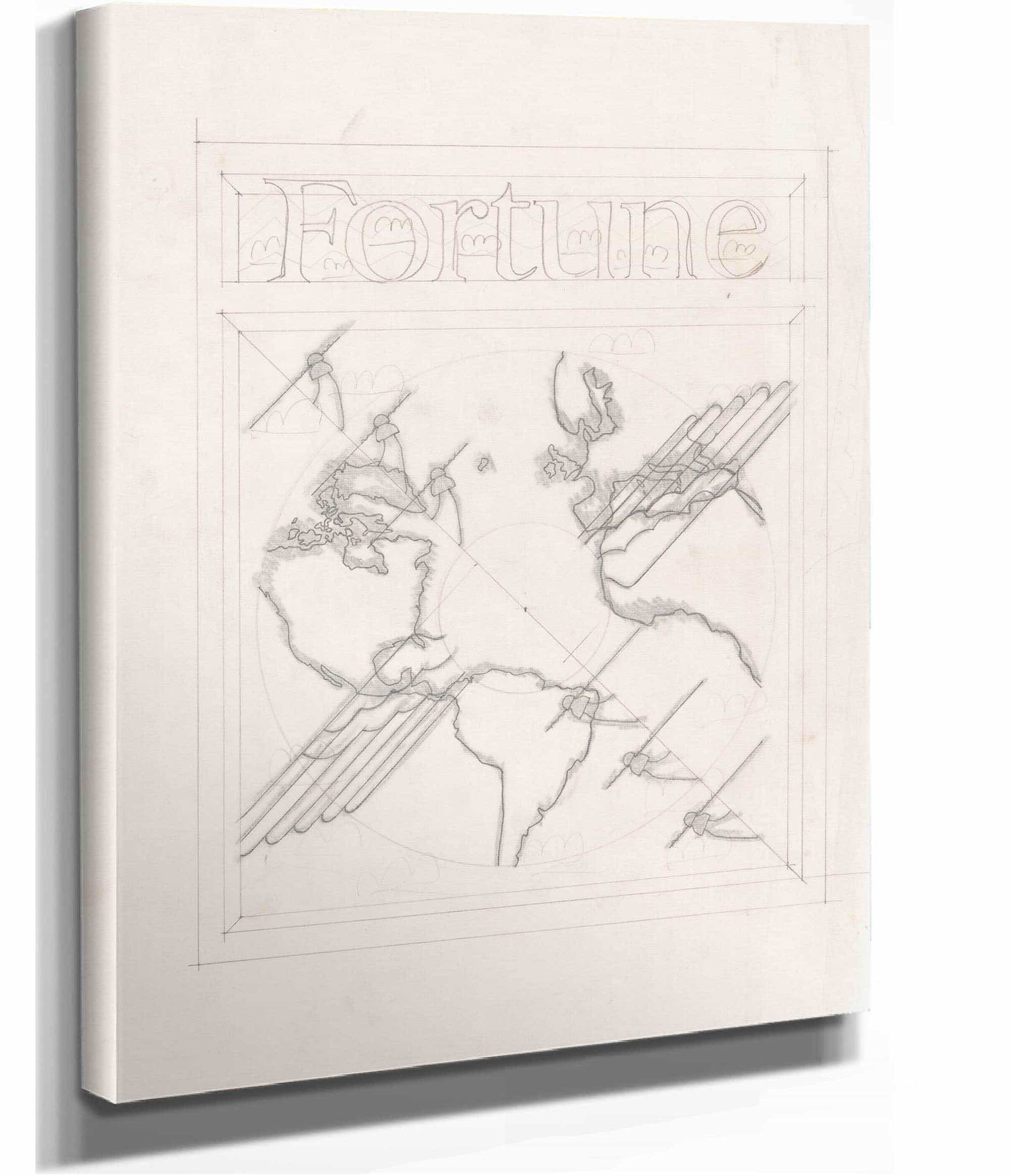 Graphic Designs For Fortune Magazine Study Of Telephone Poles by Winold Reiss