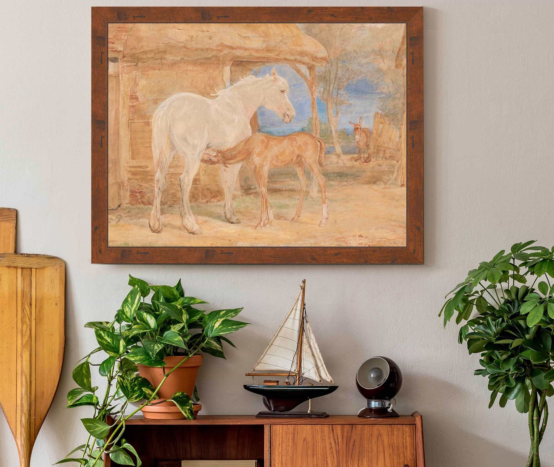 Gray Mare And A Chestnut Foal by John Frederick Lewis