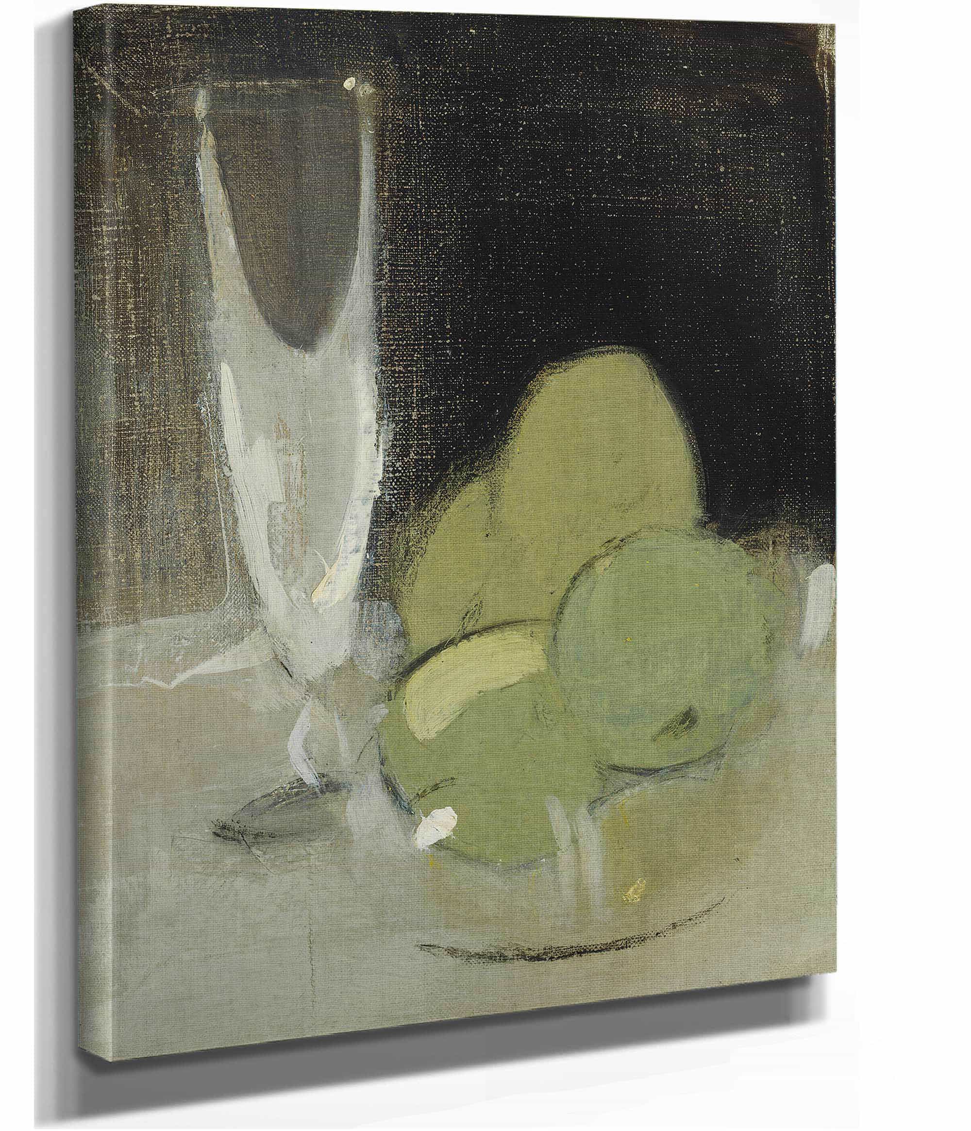 Green Apples And Champagne Glass by Helene Schjerfbeck