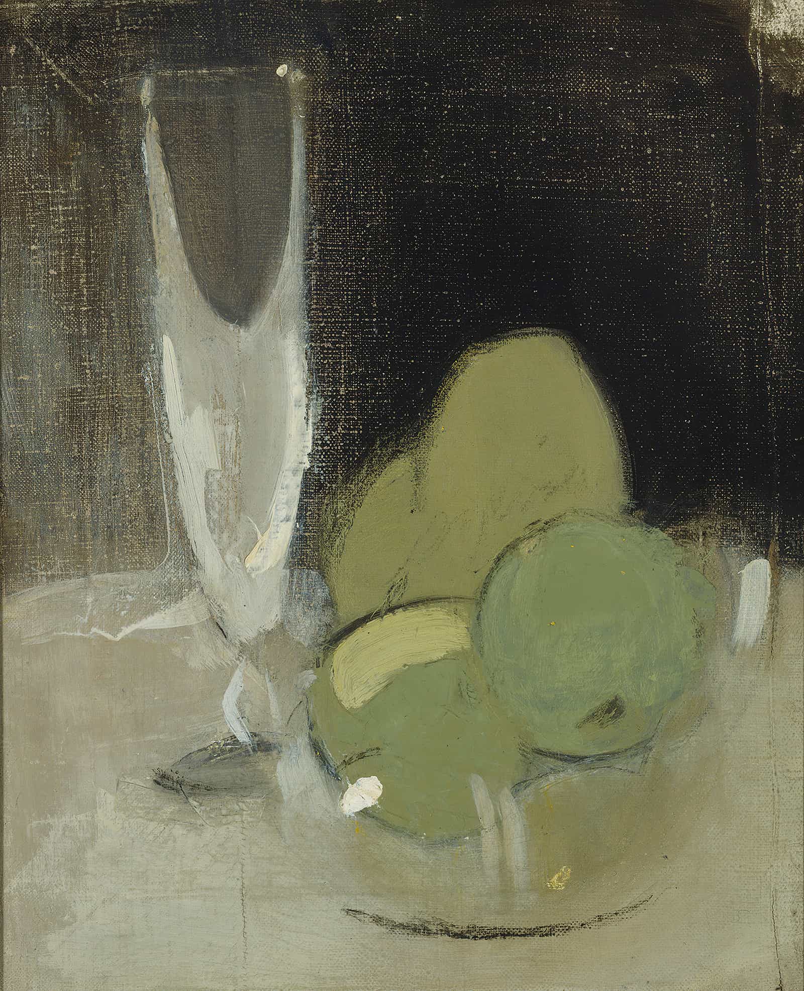 Green Apples And Champagne Glass by Helene Schjerfbeck
