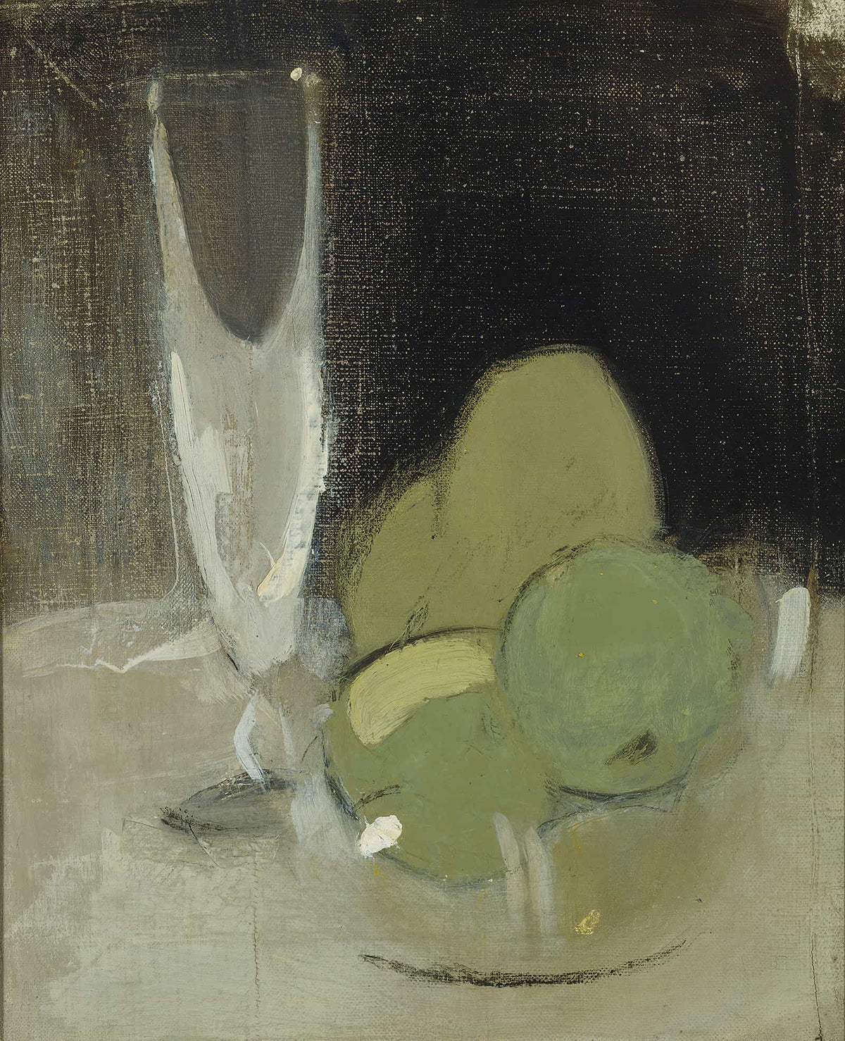 Green Apples And Champagne Glass by Helene Schjerfbeck