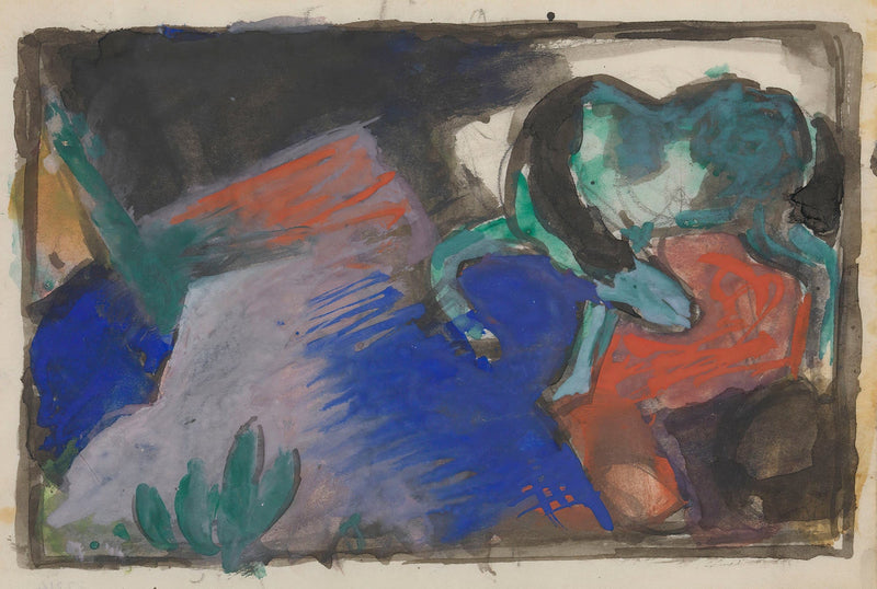 Green Horse In Landscape by Franz Marc