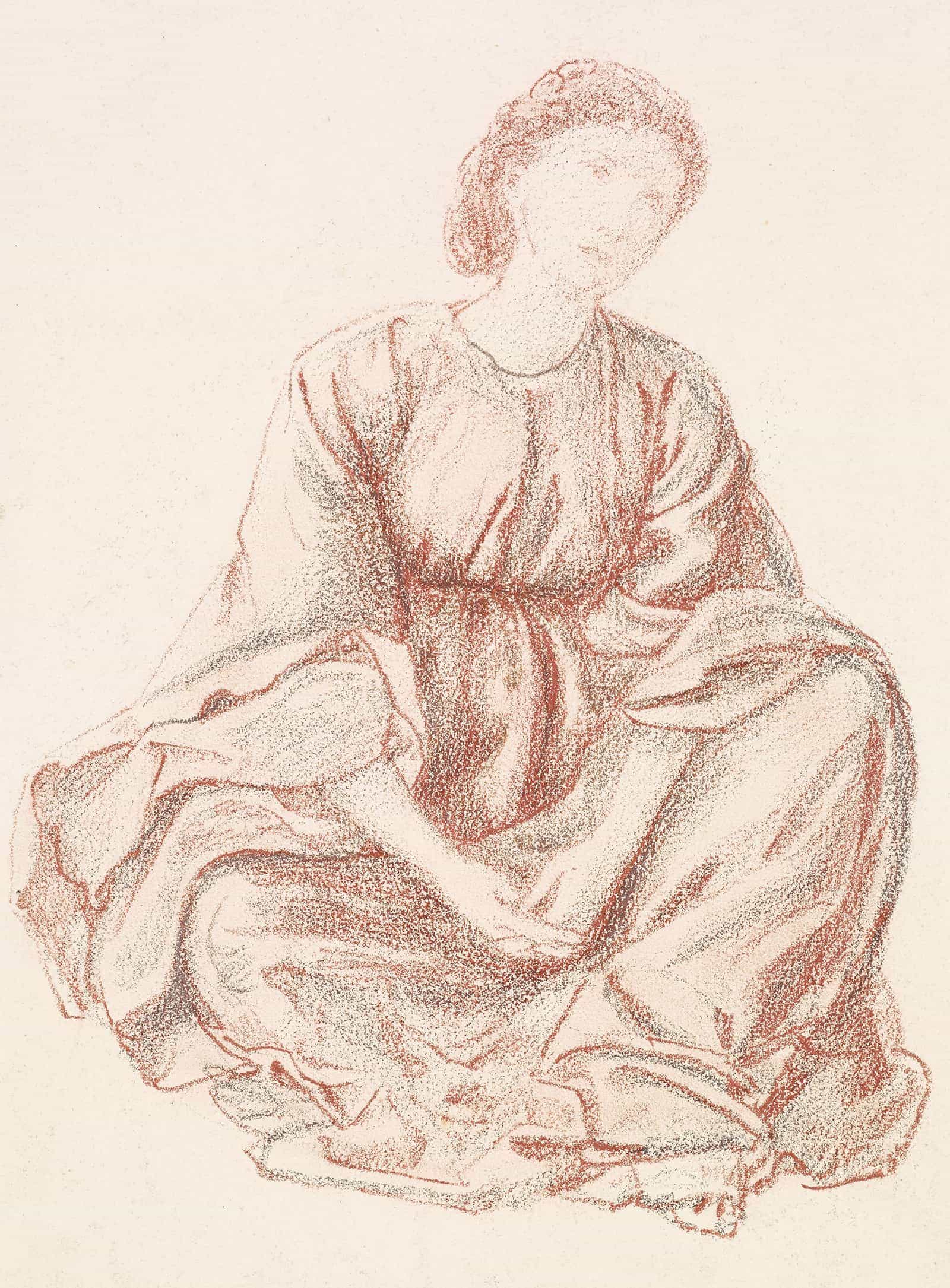 Green Summer Drapery Study For The Central Figure by Sir Edward Coley Burne Jones