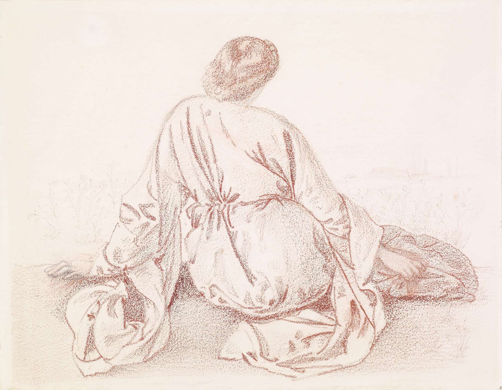 Green Summer Study Of Back Of Seated Girl by Sir Edward Coley Burne Jones