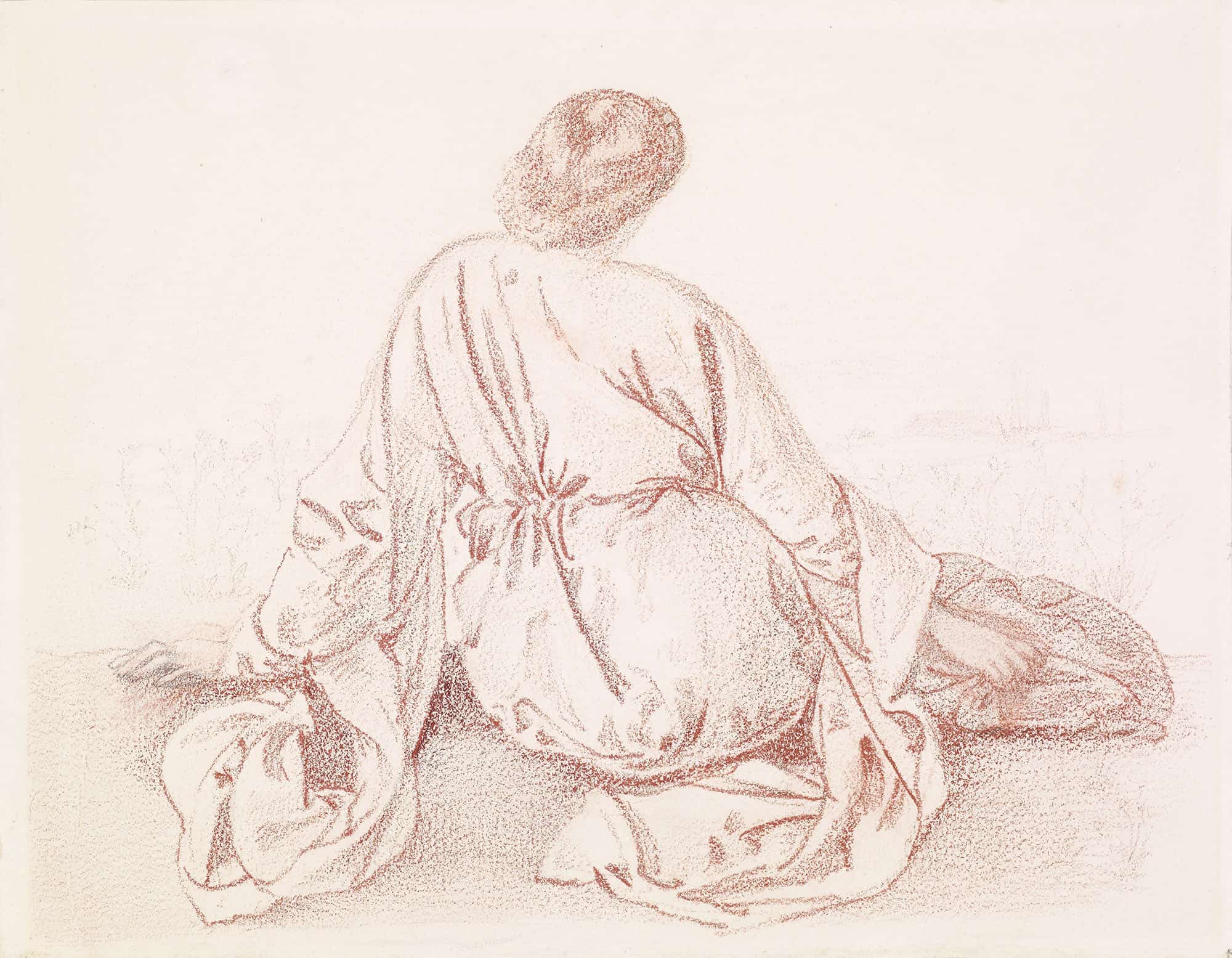 Green Summer Study Of Back Of Seated Girl by Sir Edward Coley Burne Jones