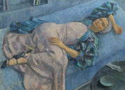 Grete Gamerith Auf Blauer Couch by Walther Gamerith