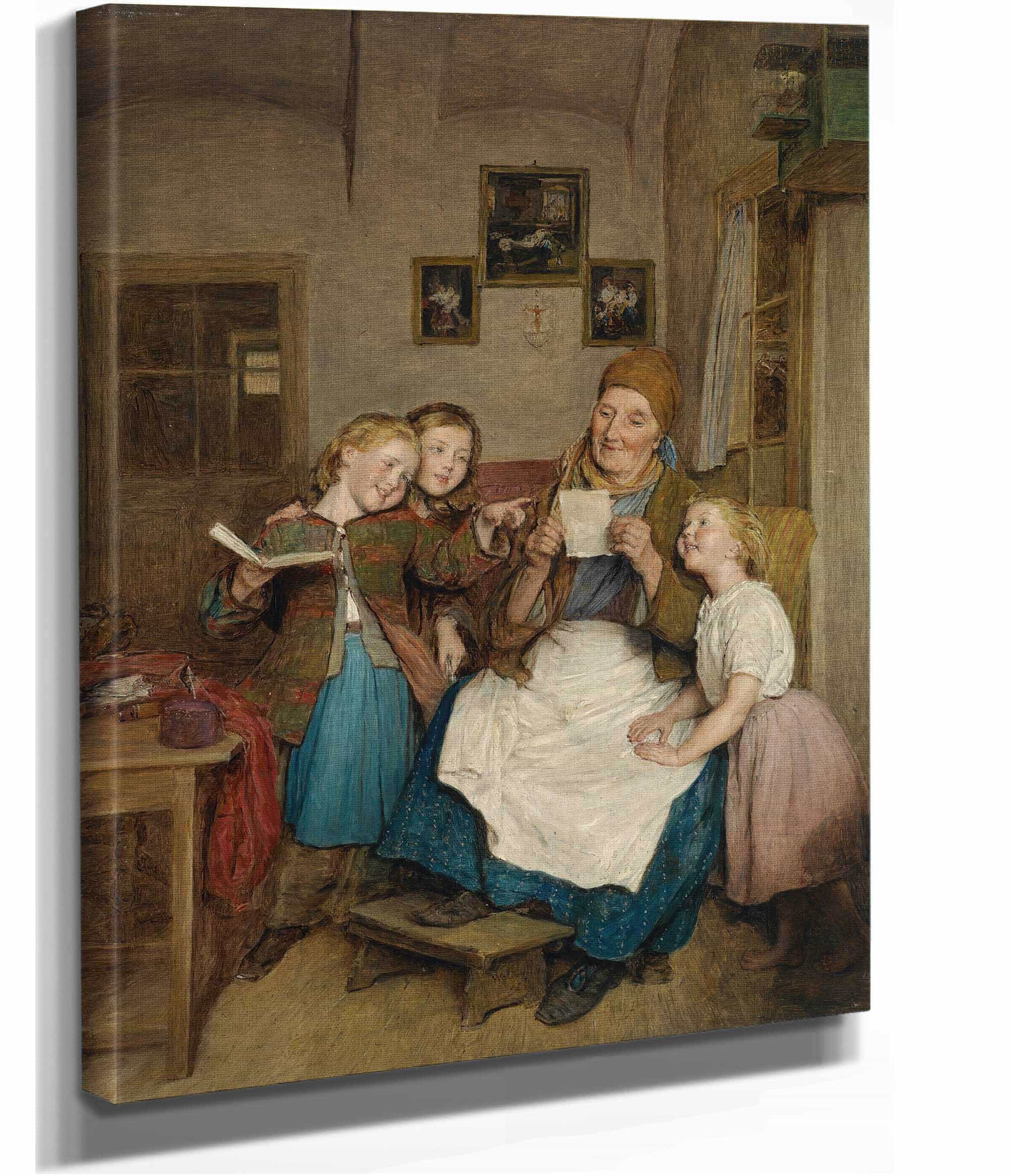 Grobmutter Mit Drei Enkelkindern by Ferdinand Georg Waldmuller