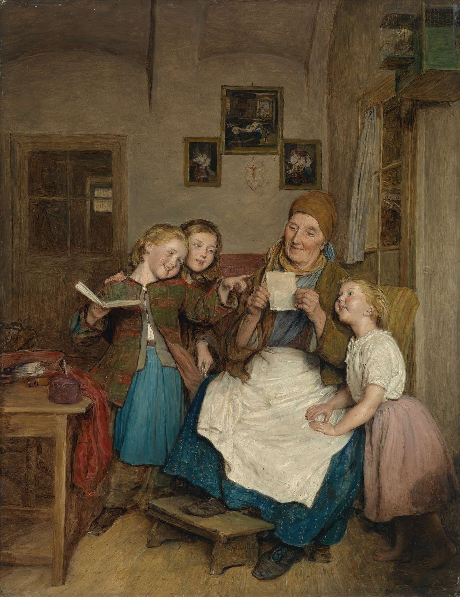 Grobmutter Mit Drei Enkelkindern by Ferdinand Georg Waldmuller