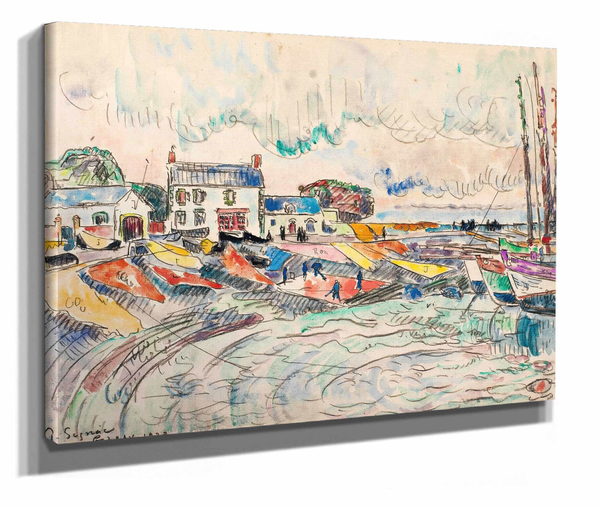 Groix Le Nettoyage Des Voiles by Paul Signac