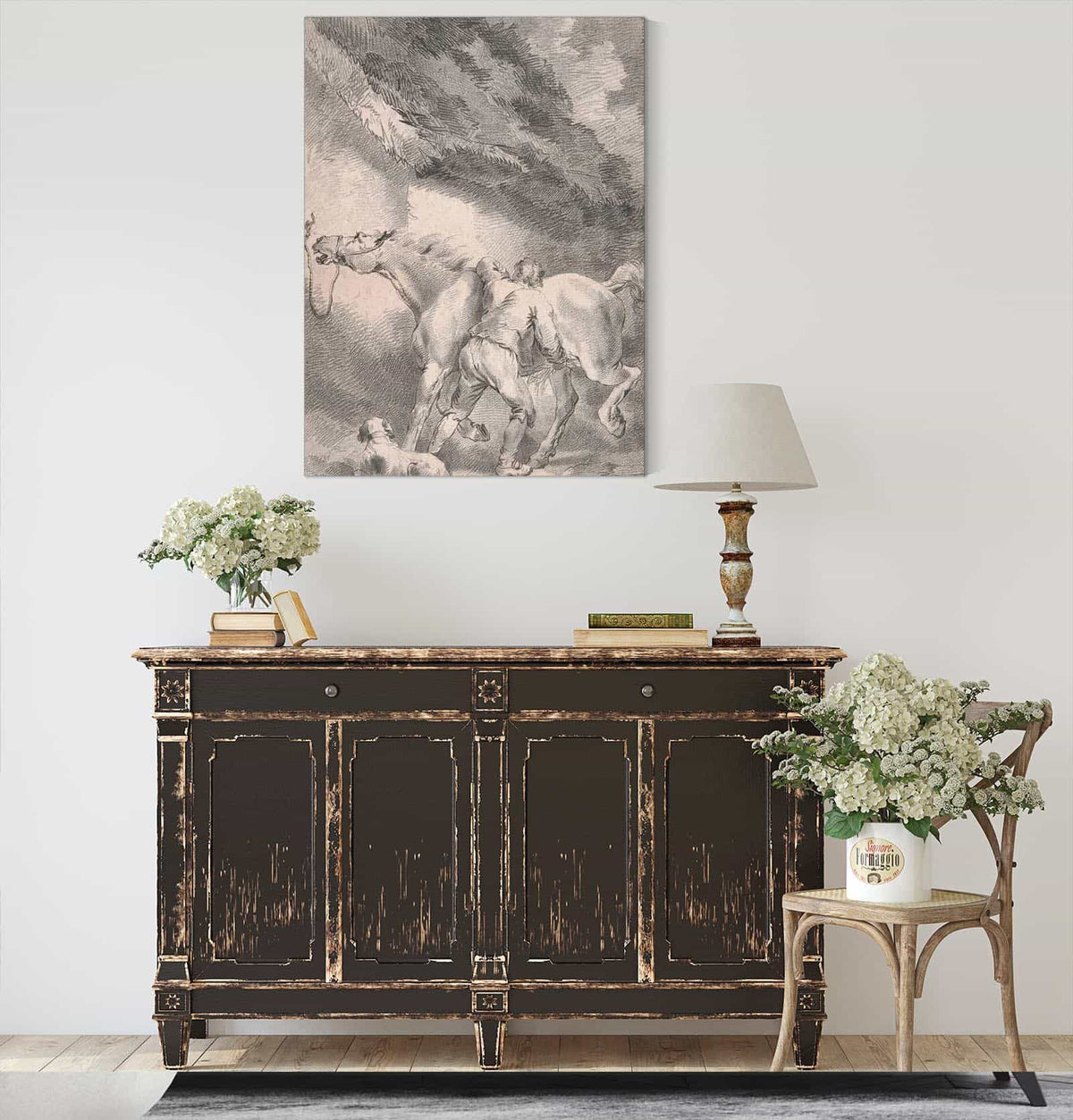 Groom Rubbing Down A Horse by George Morland