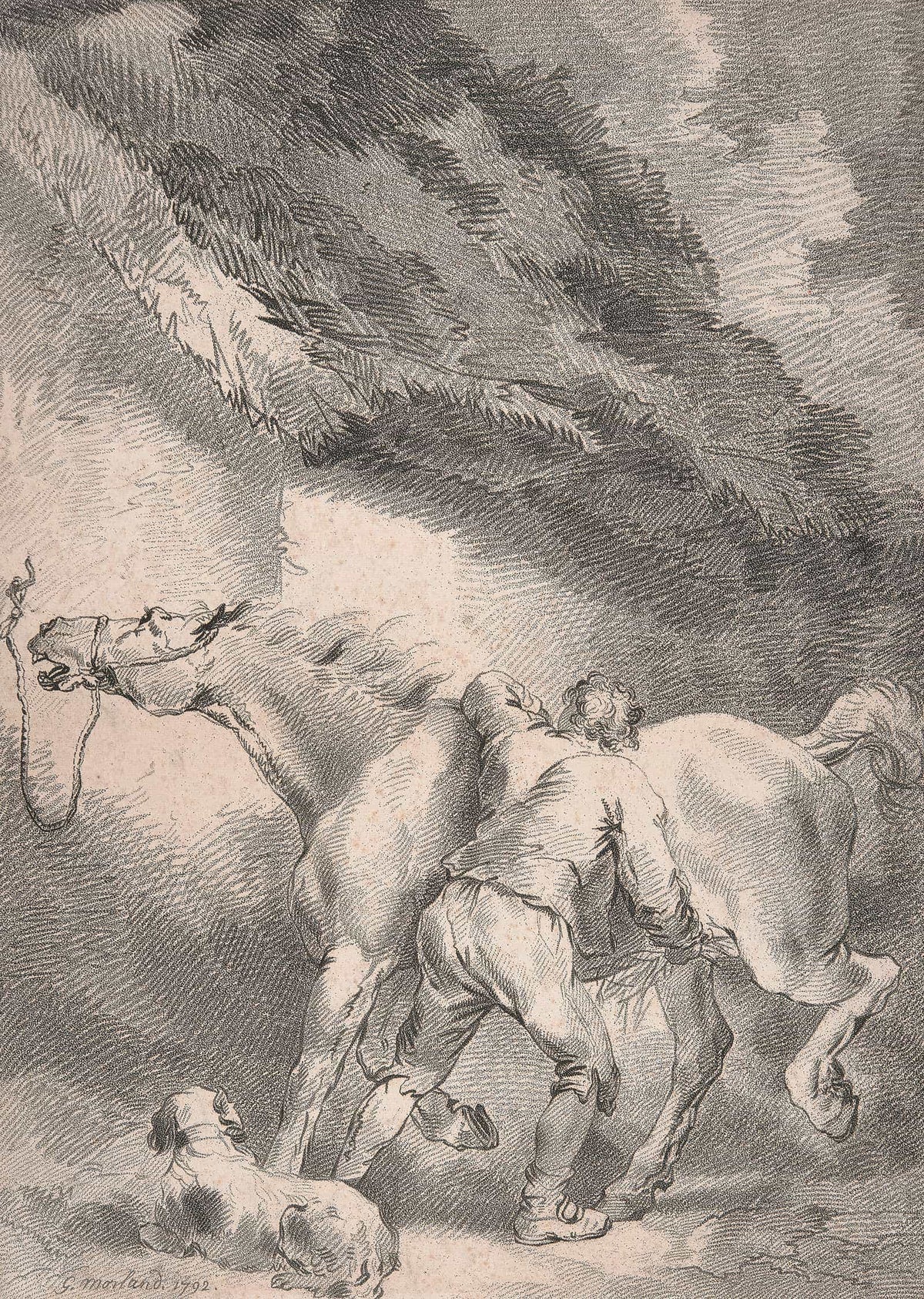 Groom Rubbing Down A Horse by George Morland