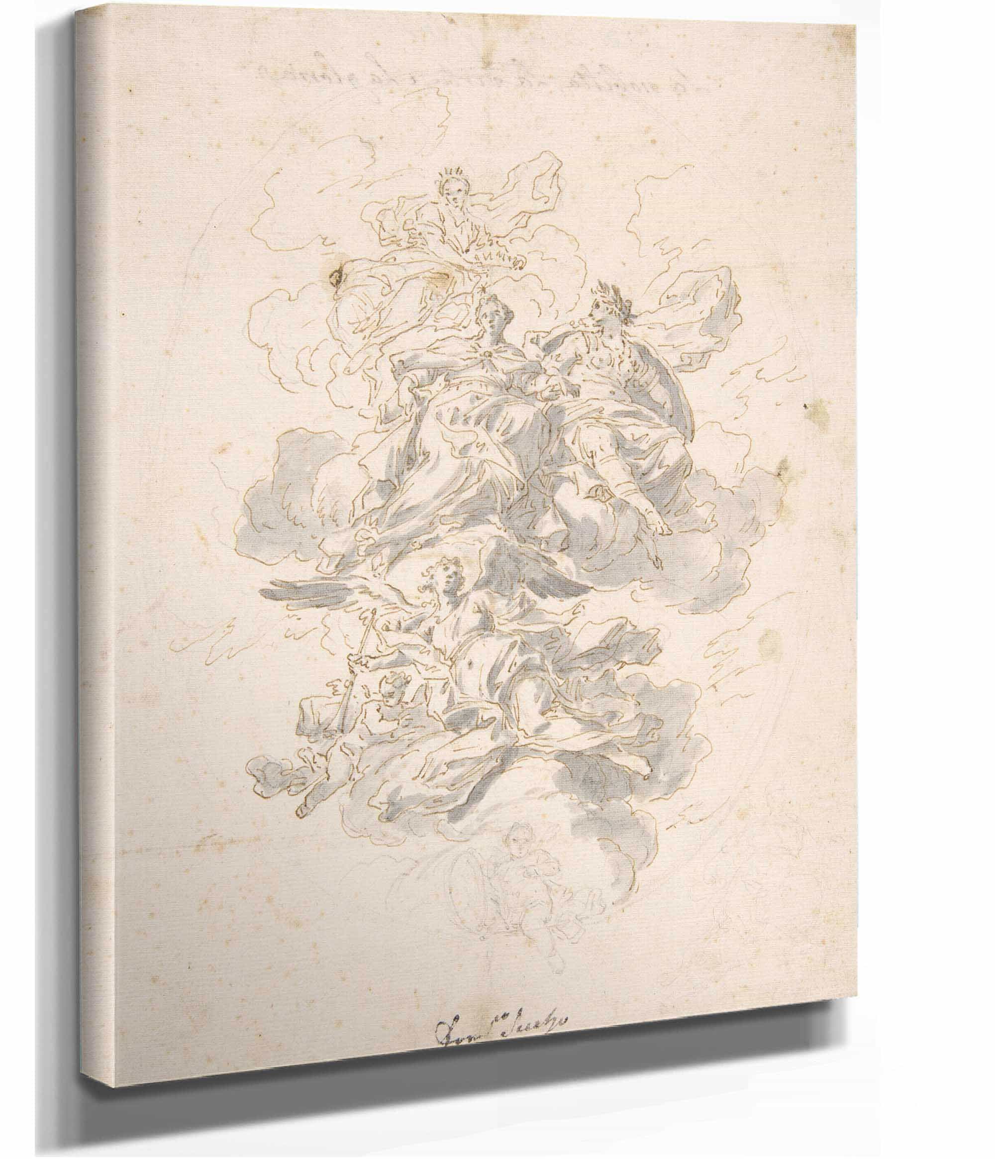 Group Of Allegorical Figures Sketch For A Ceiling Decoration   by Francesco Solimena