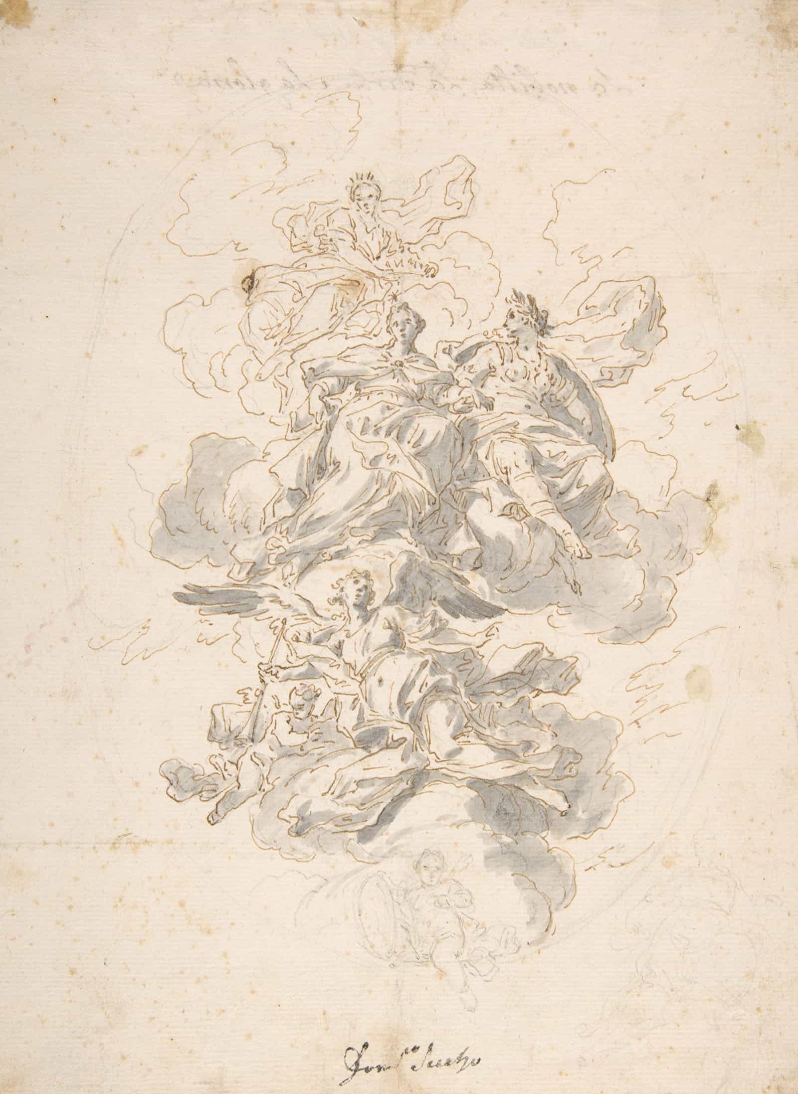 Group Of Allegorical Figures Sketch For A Ceiling Decoration   by Francesco Solimena