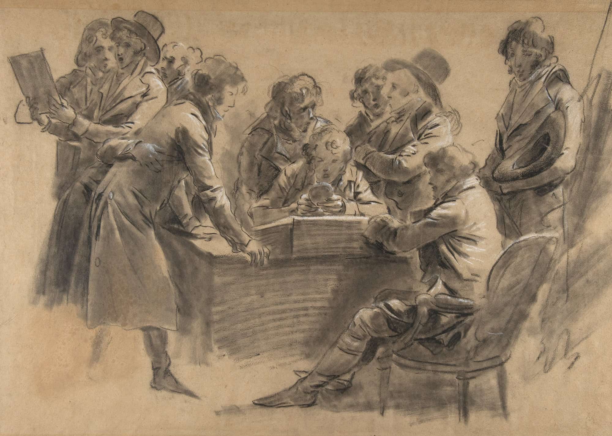 Group Of Artists In Jean Baptiste Isabeys Studio by Louis Leopold Boilly
