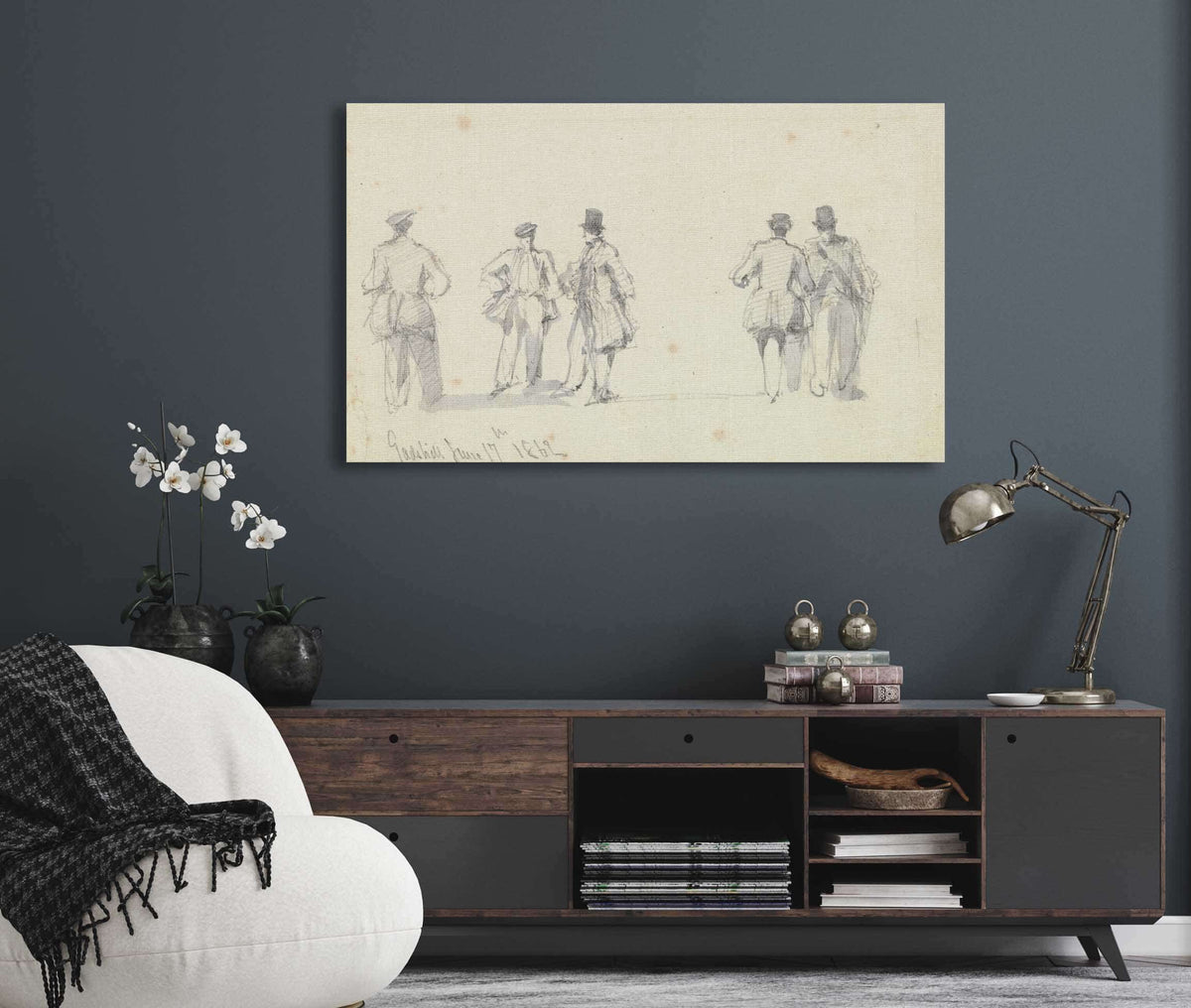 Group Of Figures Gadshill by David Roberts