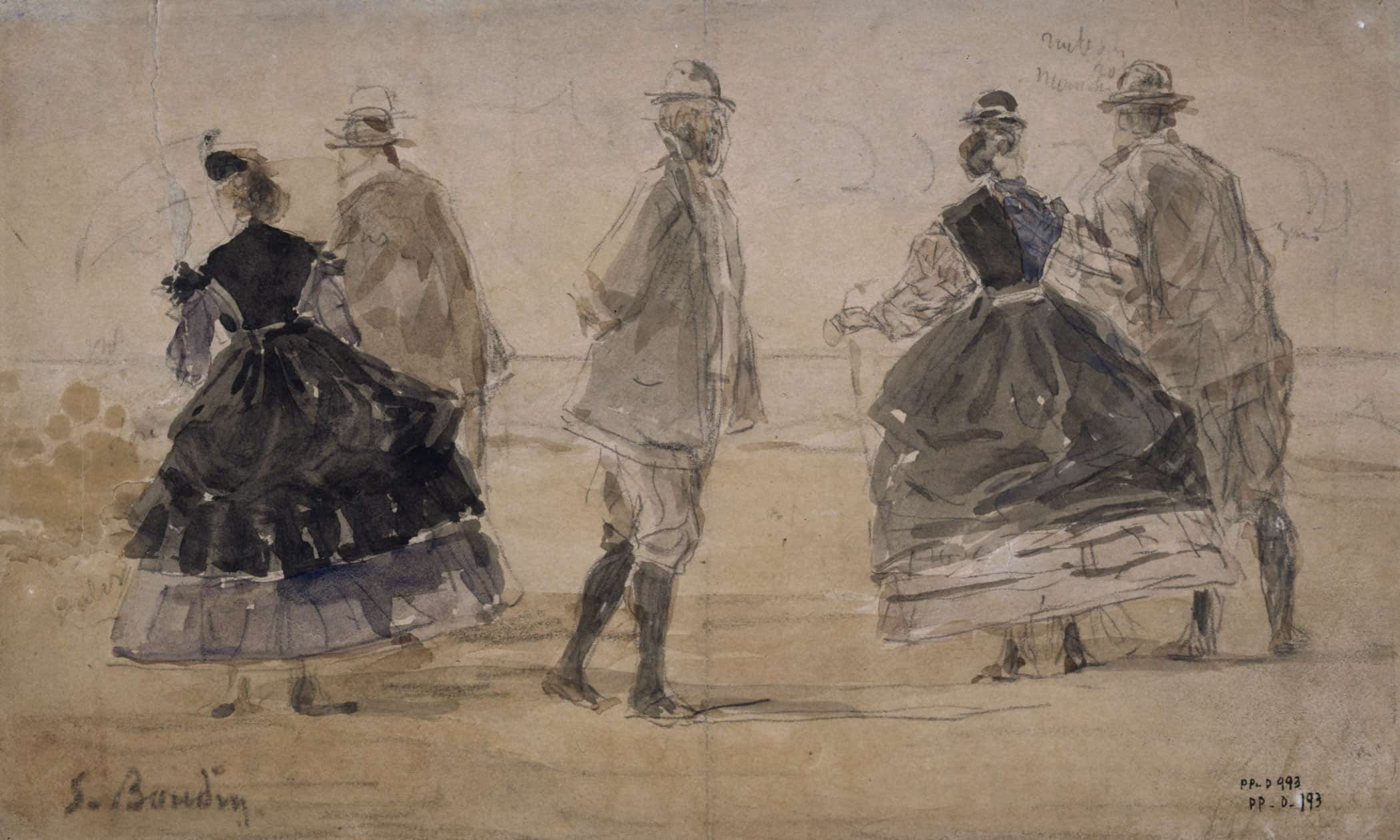 Groupe Au Bord De La Mer by Eugene Boudin