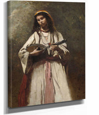 Gypsy Woman With Mandolin by Jean Baptiste Camille Corot