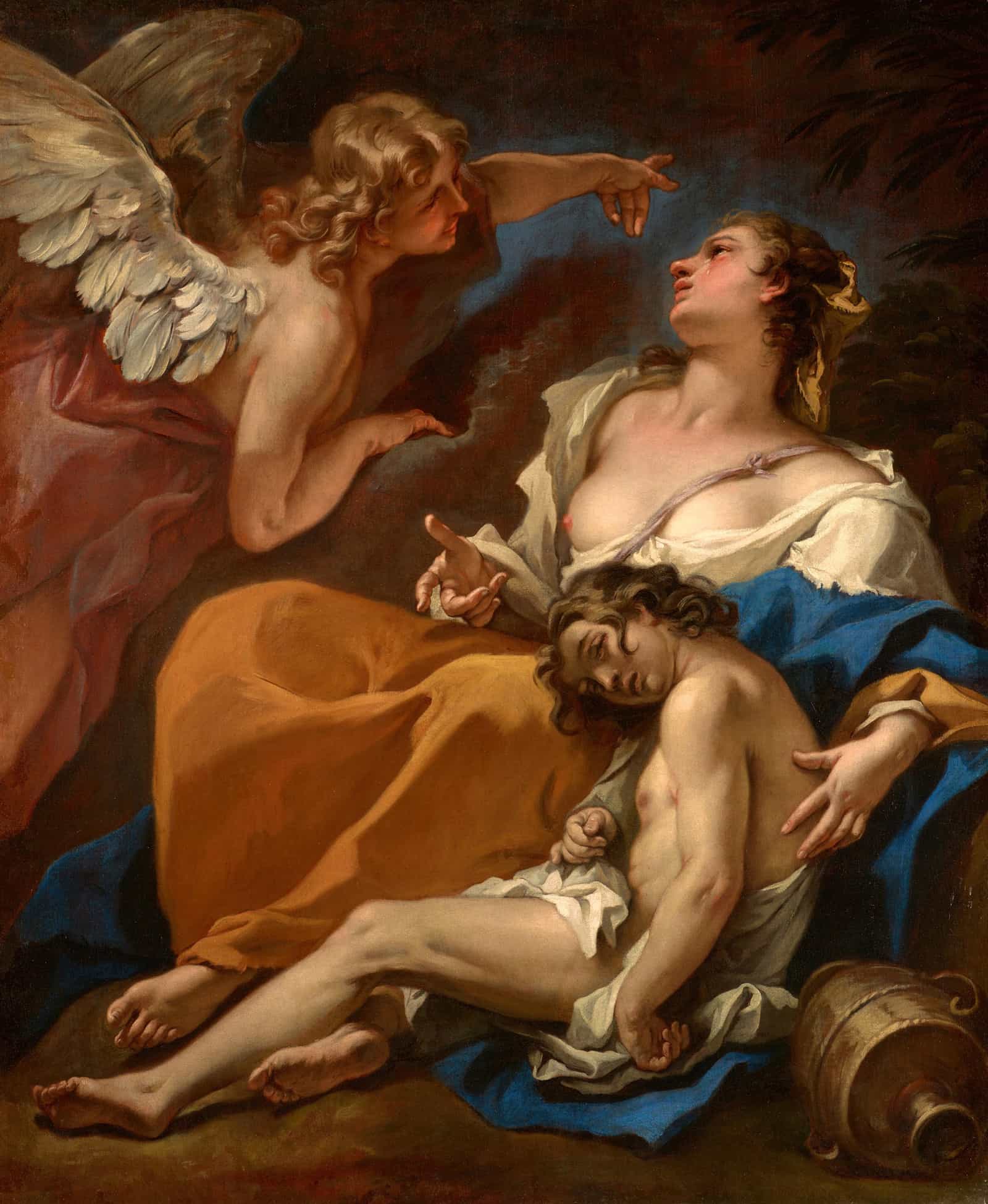 Hagar And Ishmael Saved By The Angel About by Sebastiano Ricci