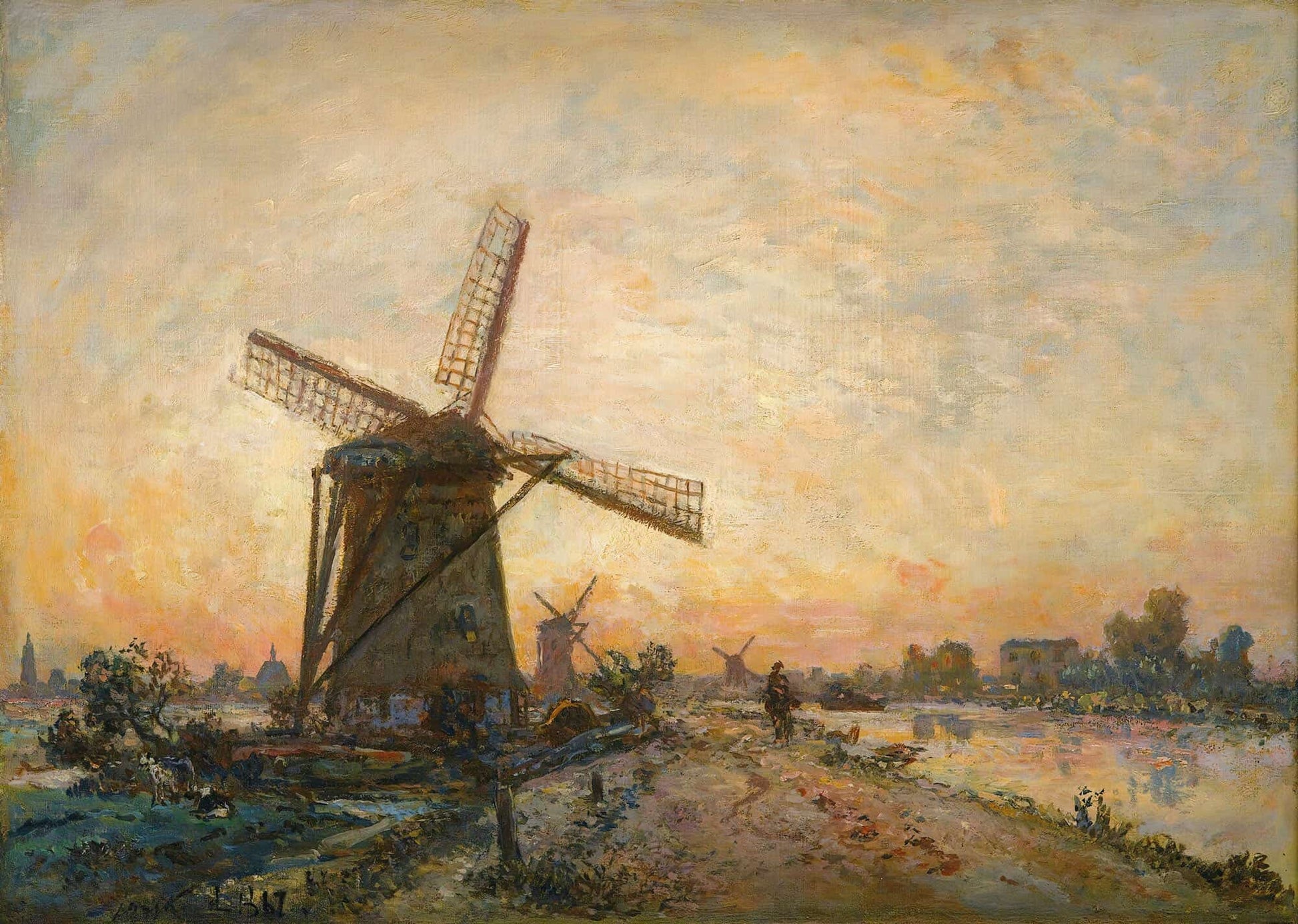 Halage En Hollande by Johan Barthold Jongkind