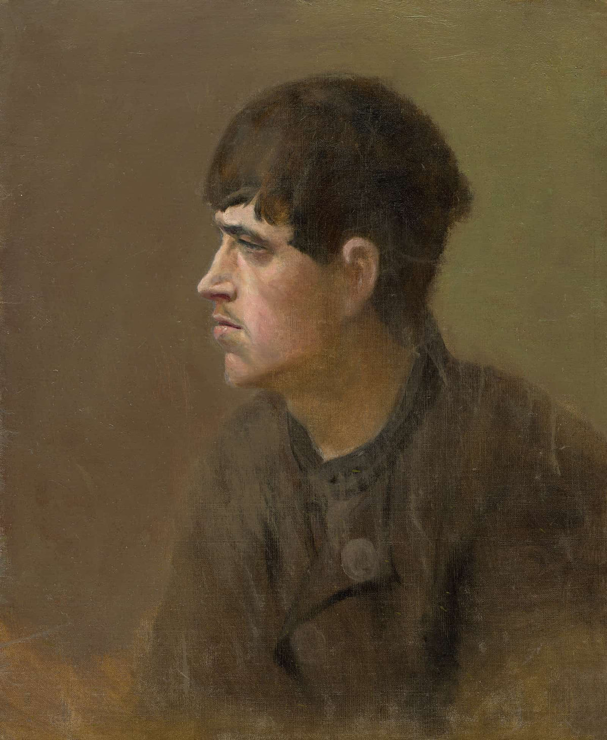 Half Figure Of A Young Man From Profile   by Ladislav Mednyanszky