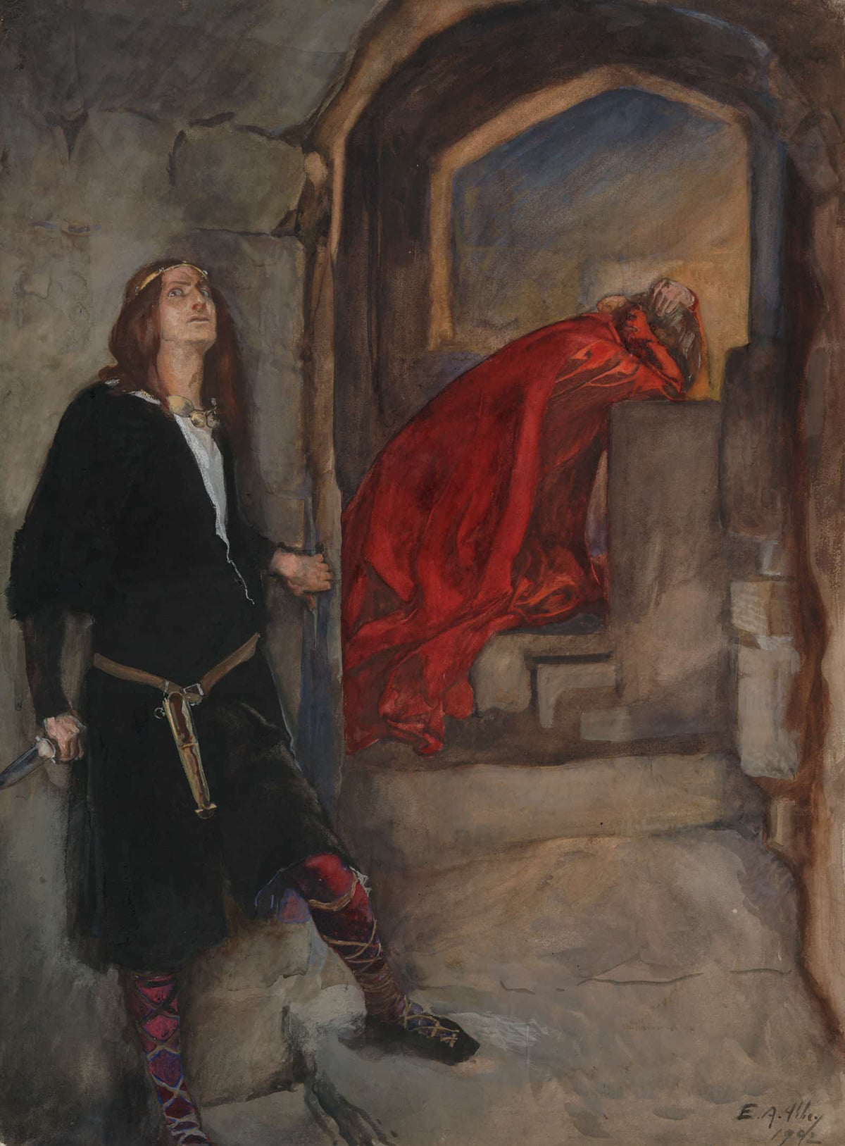 Hamlet Now I Might Do It Pat Now He Is Praying Act Iii Scene Iii Hamlet by Edwin Austin Abbey