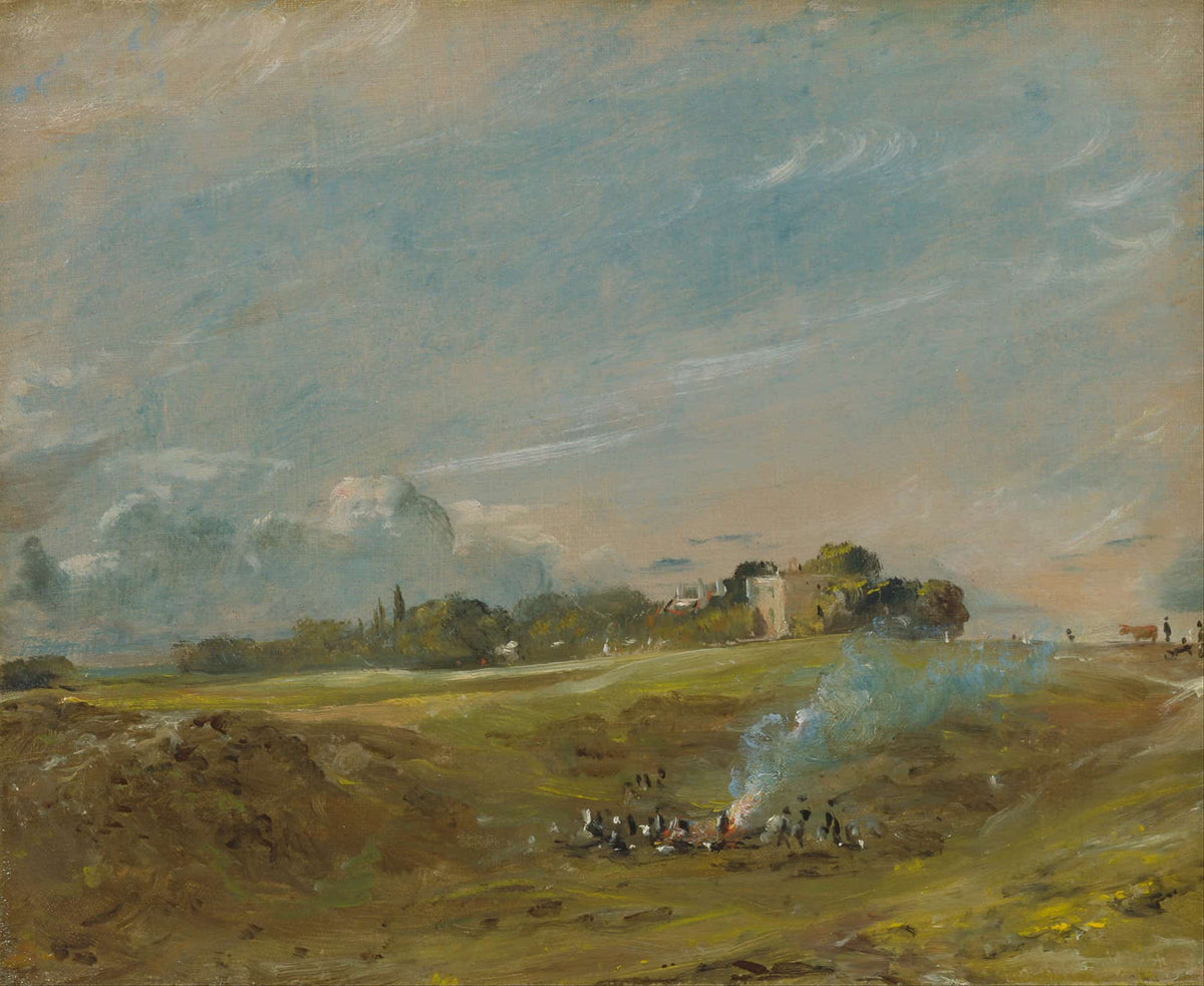 Hampstead Heath With A Bonfire by John Constable