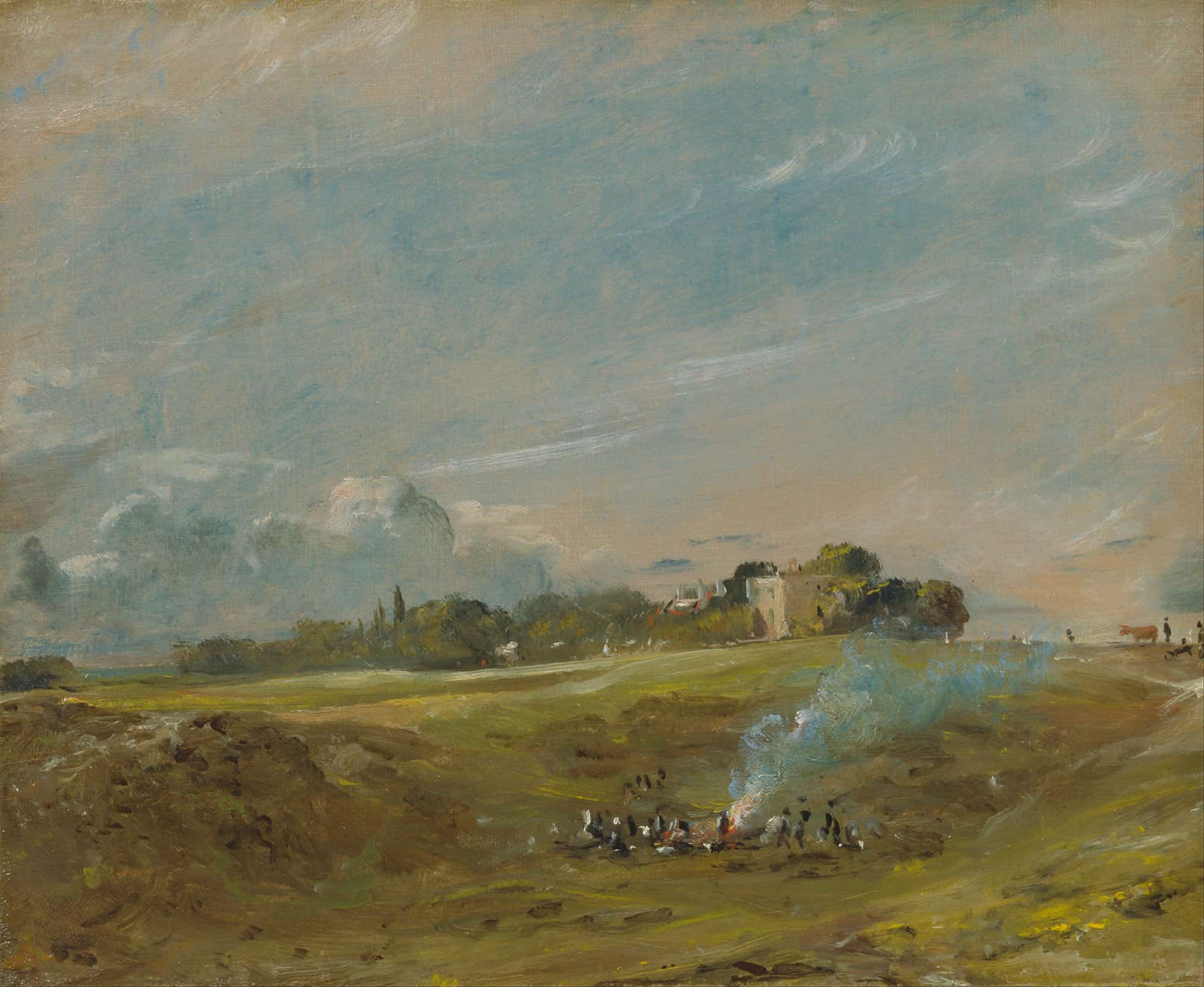 Hampstead Heath With A Bonfire by John Constable