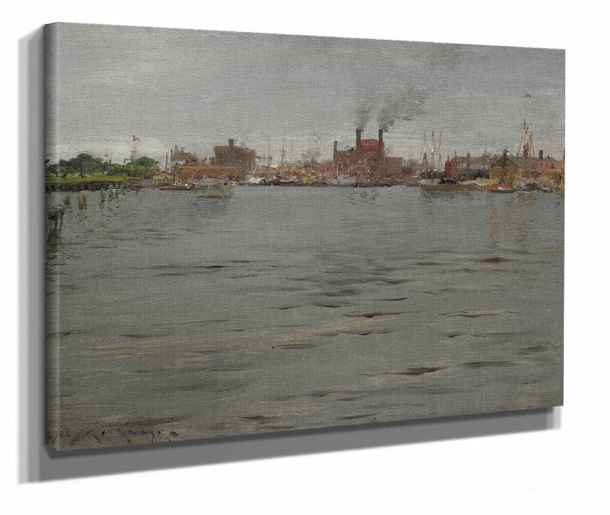 Harbor Scene Brooklyn Docks by William Merritt Chase