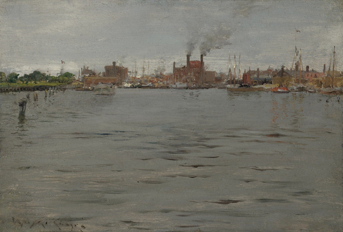 Harbor Scene Brooklyn Docks by William Merritt Chase