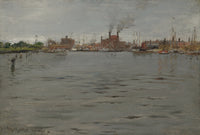 Harbor Scene Brooklyn Docks by William Merritt Chase
