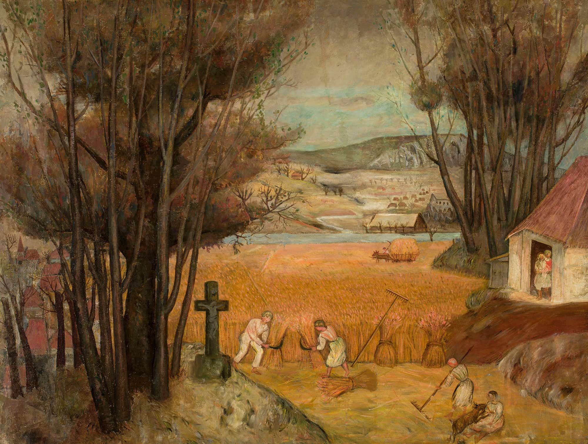 Harvest In A Field by Tadeusz Makowski
