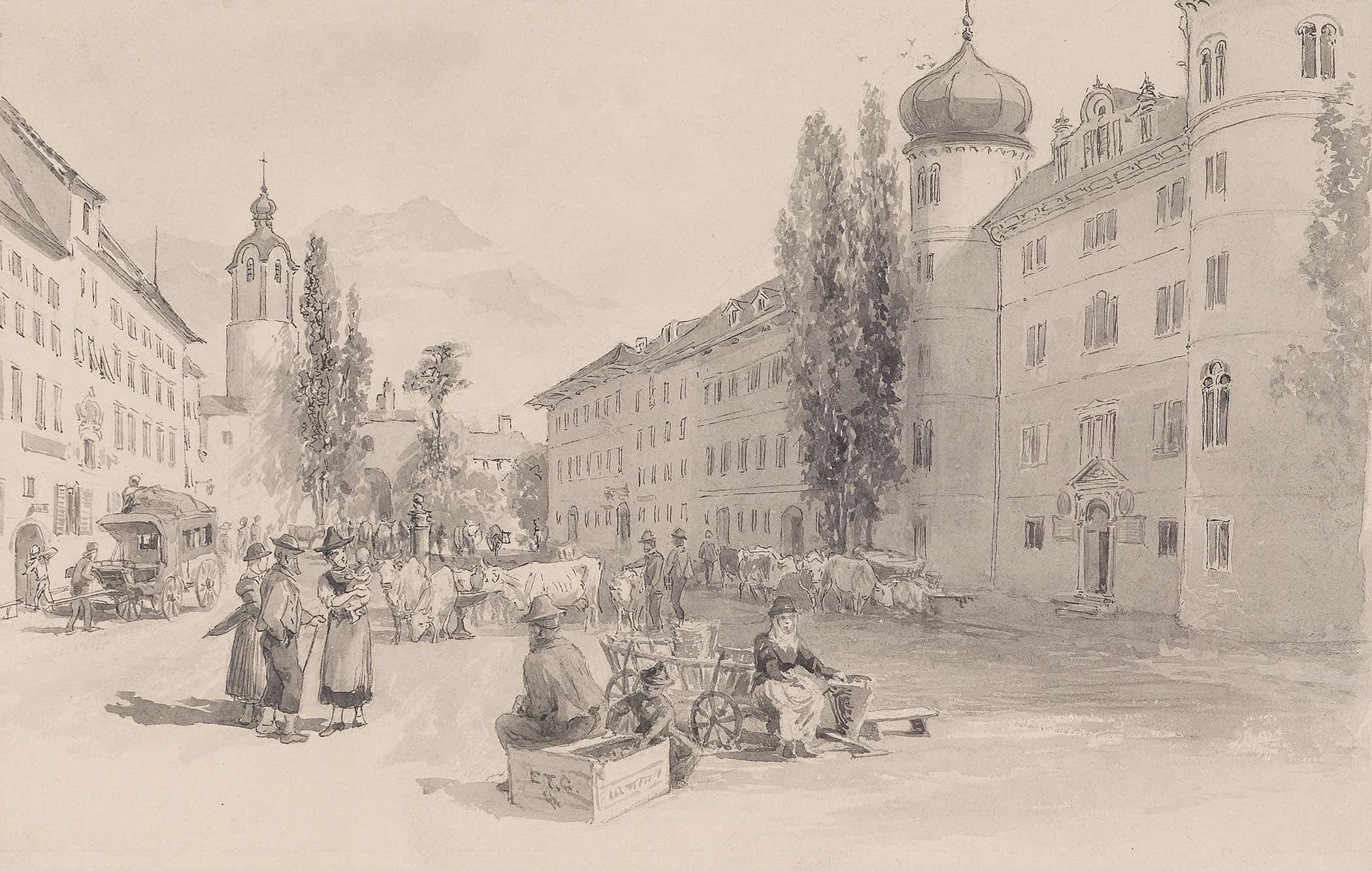 Hauptplatz In Lienz by Edward Theodore Compton