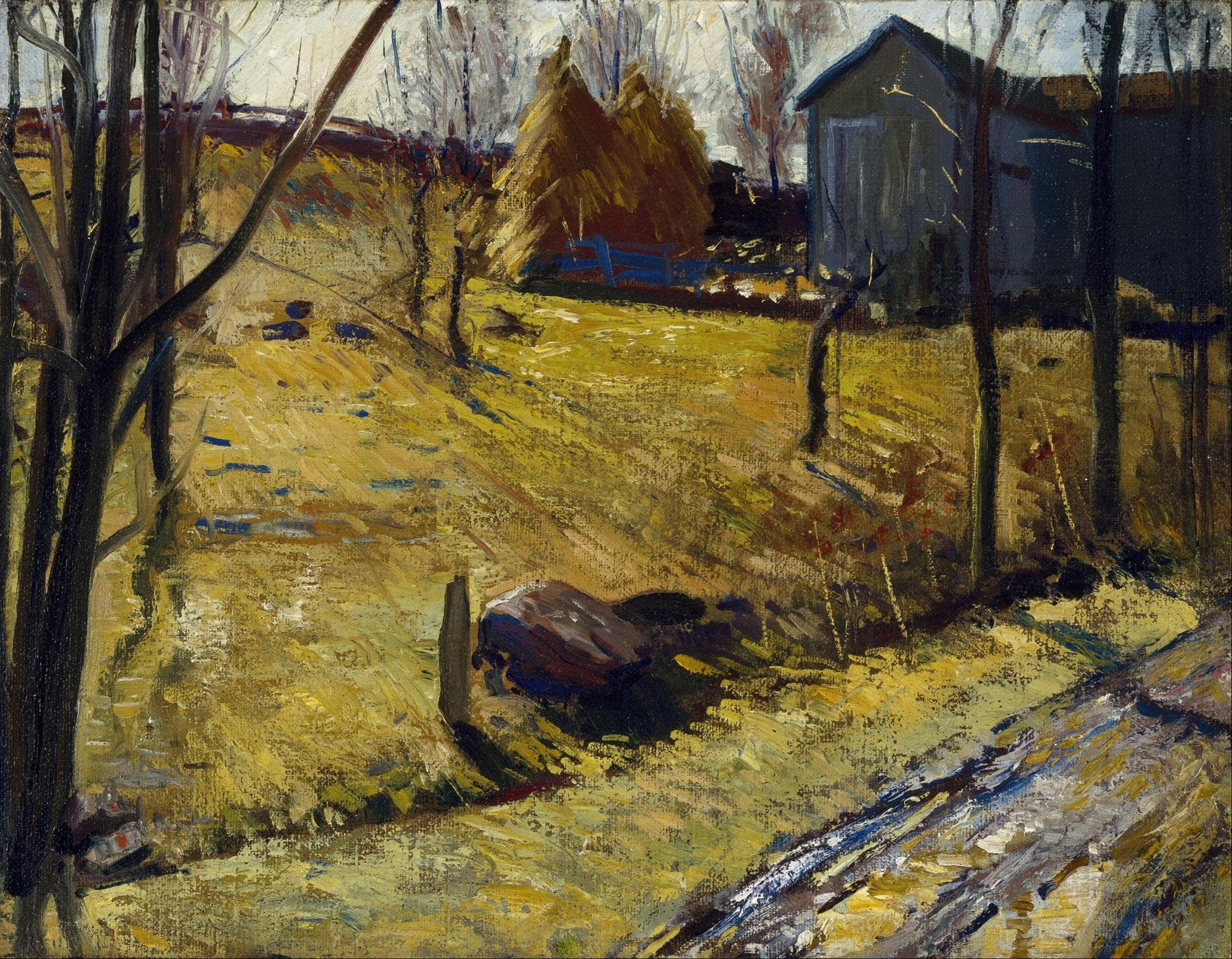 Haystacks And Barn by George Wesley Bellows